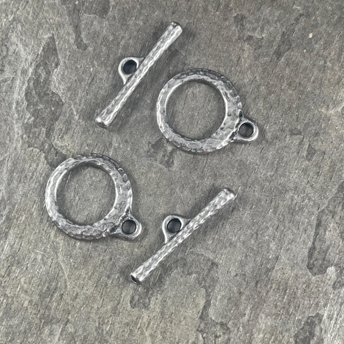 TierraCast Craftsman Clasp, 17mm Textured Antiqued Pewter Toggle Clasp (PF/971-04) * Qty. 2
