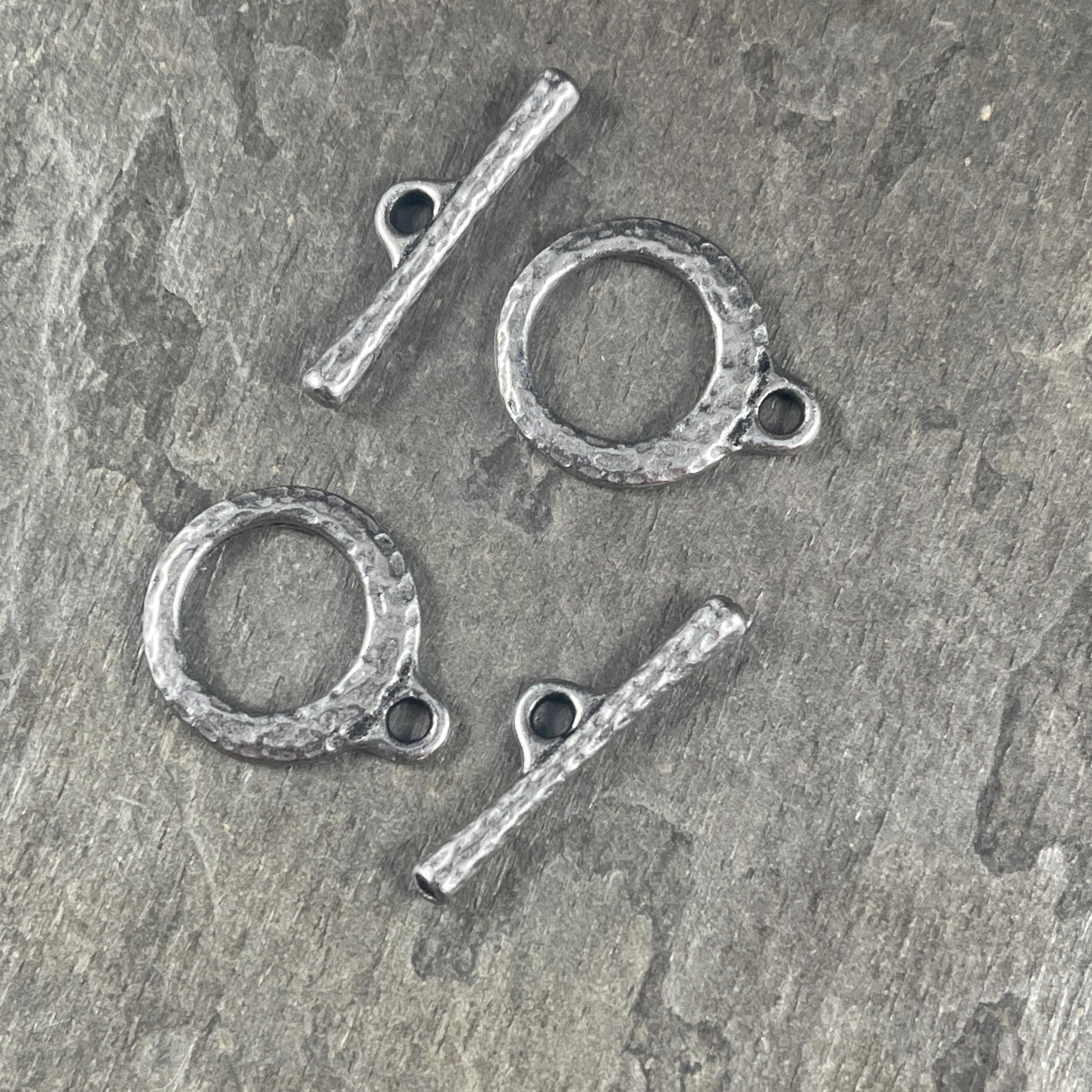 TierraCast Craftsman Clasp, 17mm Textured Antiqued Pewter Toggle Clasp (PF/971-04) * Qty. 2
