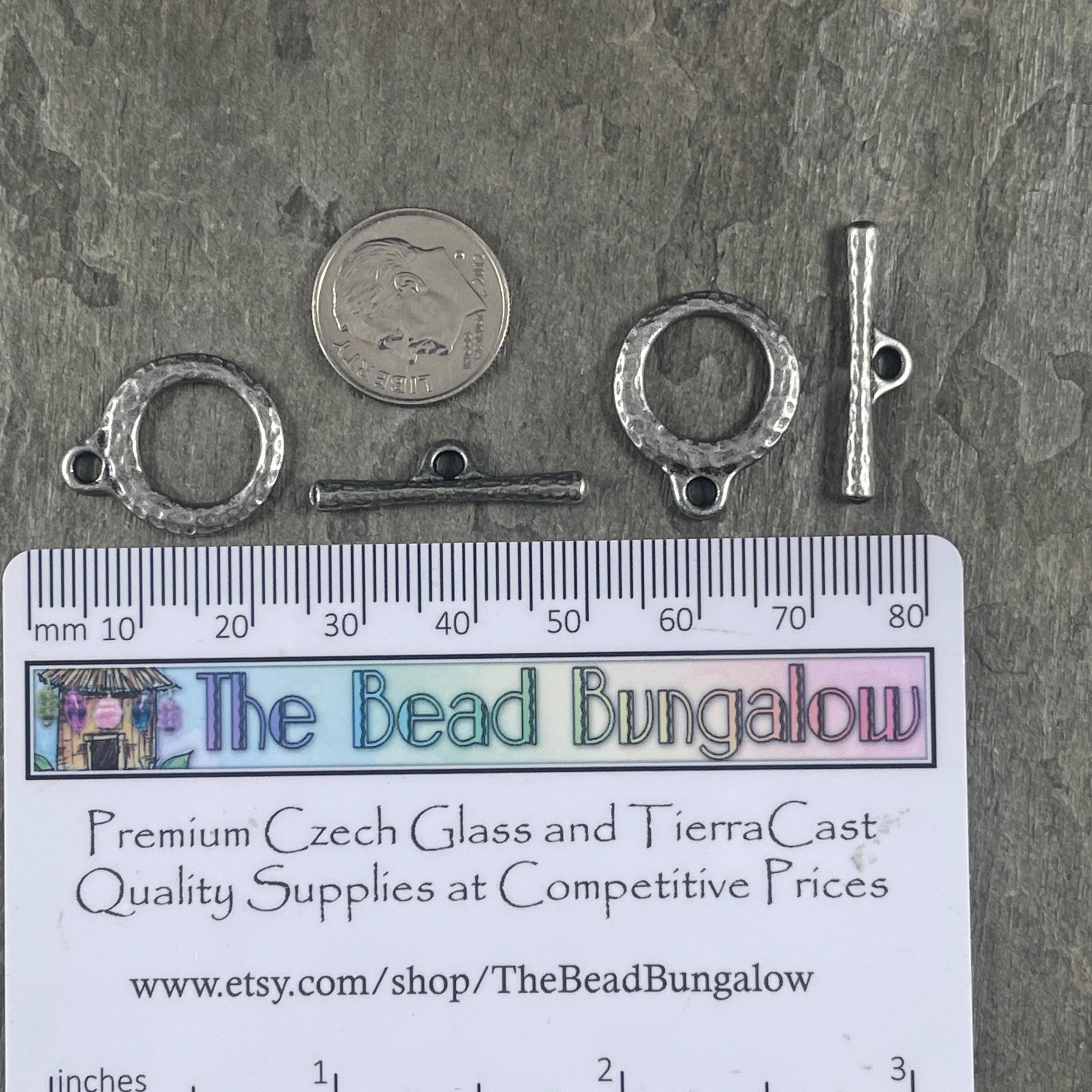 TierraCast Craftsman Clasp, 17mm Textured Antiqued Pewter Toggle Clasp (PF/971-04) * Qty. 2
