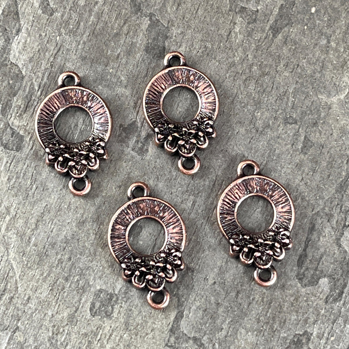 TierraCast Blossom Link Connector, Antiqued Copper Plated (PF/1051-87) * Qty. 4