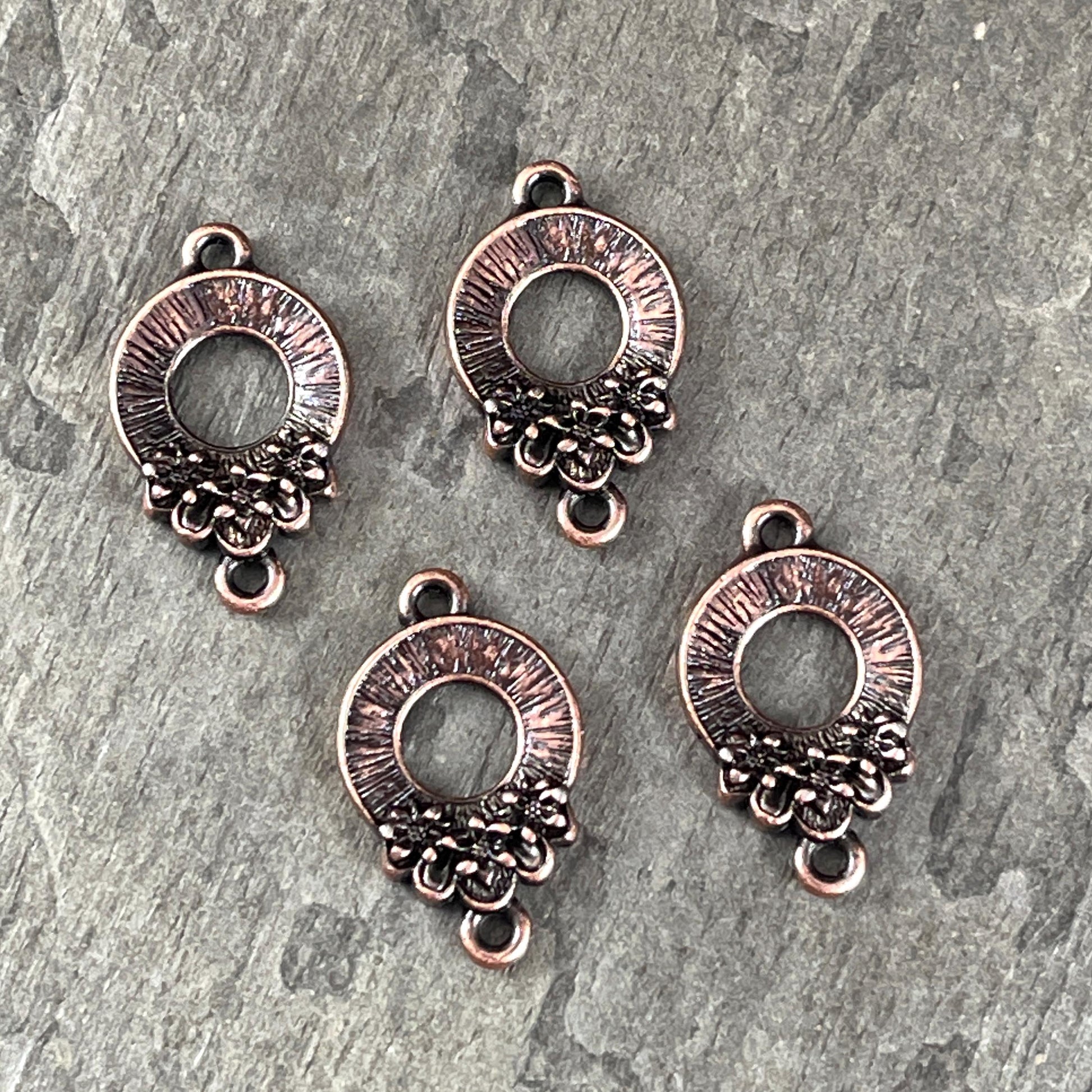 TierraCast Blossom Link Connector, Antiqued Copper Plated (PF/1051-87) * Qty. 4