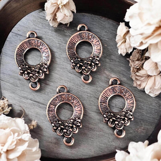 TierraCast Blossom Link Connector, Antiqued Copper Floral Theme Link, New Collection (PF/1051-87) * Qty. 4