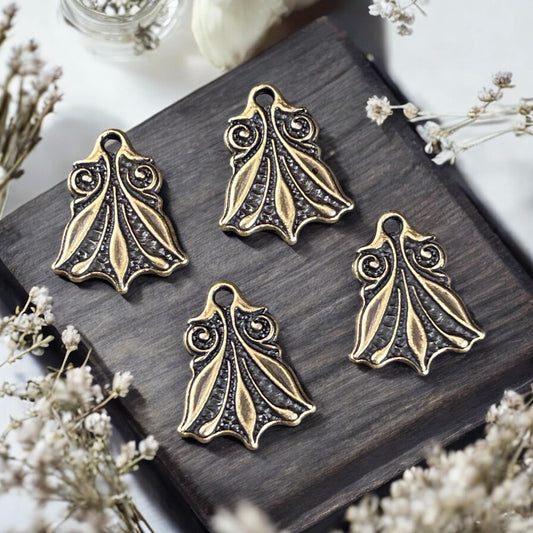 TierraCast Large Vignette Charm, 17.25x14mm Antiqued Brass Decorative Charm, New Blossom Collection (PF/1045-57) * Qty. 4
