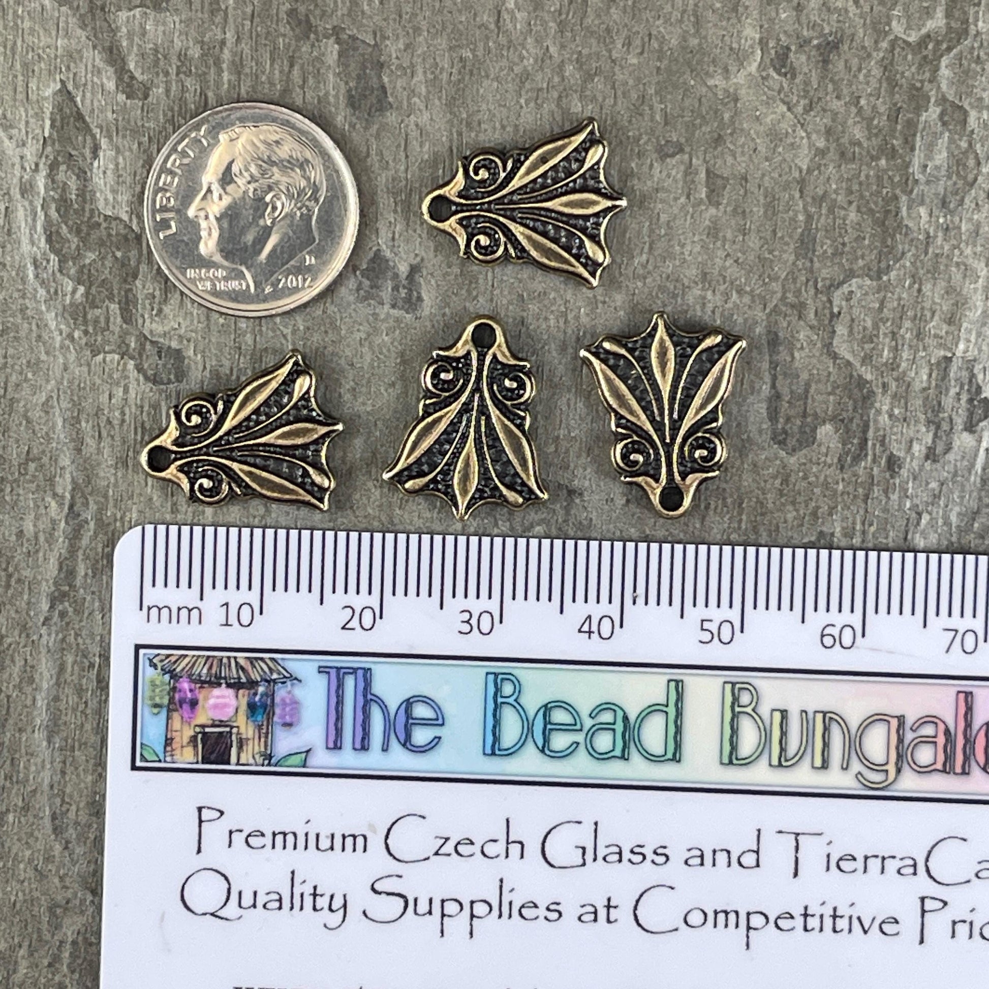 TierraCast Large Vignette Charm, 17.25x14mm Antiqued Brass Decorative Charm, New Blossom Collection (PF/1045-57) * Qty. 4