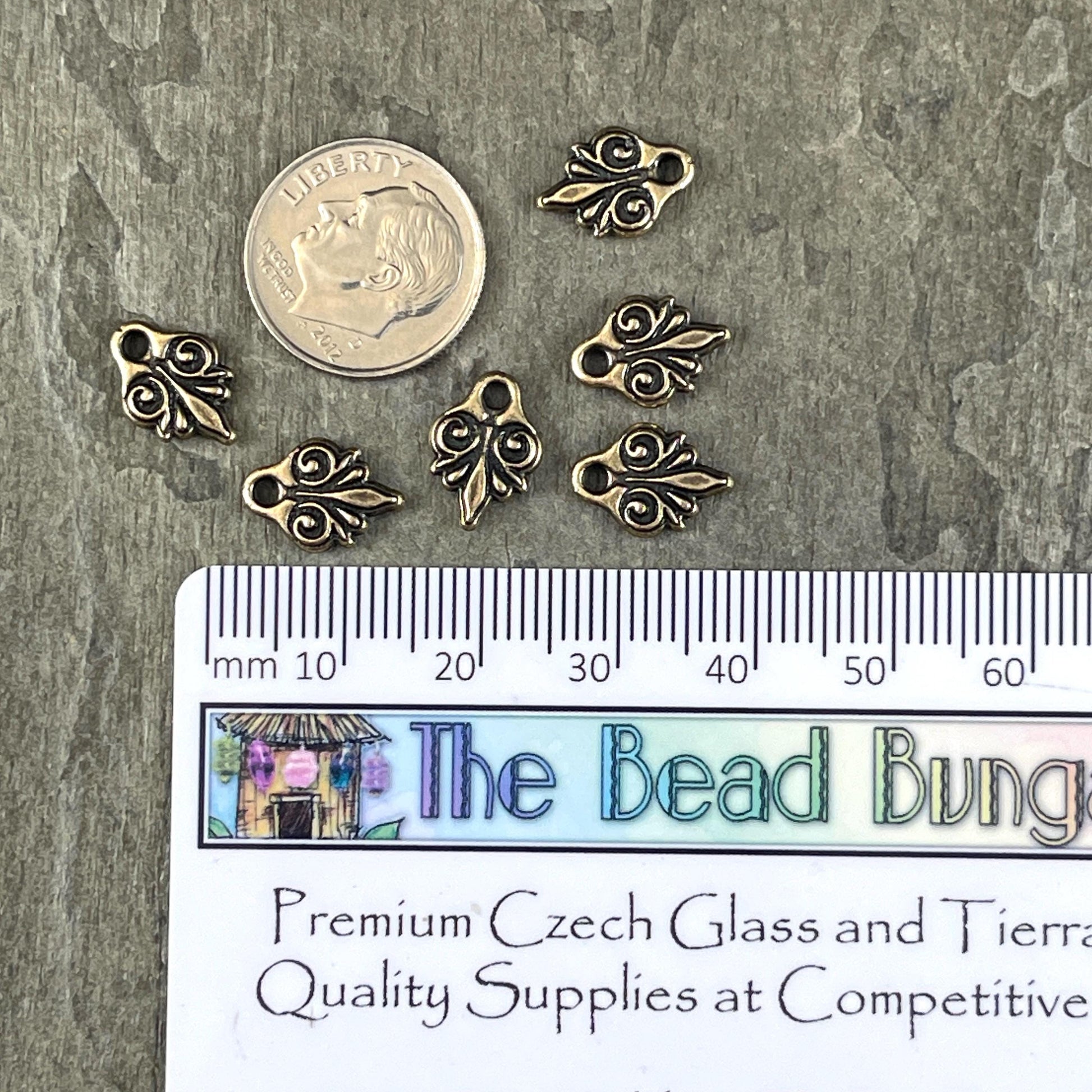 TierraCast Small Vignette Charm, 11.7x8.4mm Antiqued Brass Decorative Charm, New Blossom Collection (PF/1044-57) * Qty. 6