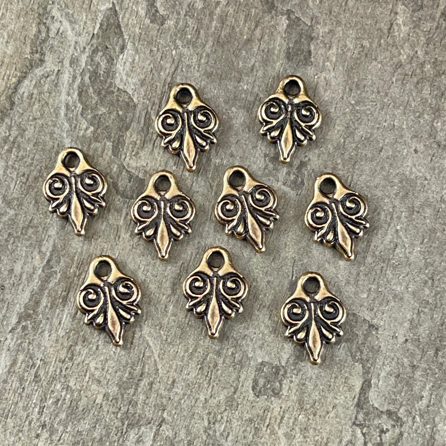 TierraCast Small Vignette Charm, 11.7x8.4mm Antiqued Brass Decorative Charm, New Blossom Collection (PF/1044-57) * Qty. 6