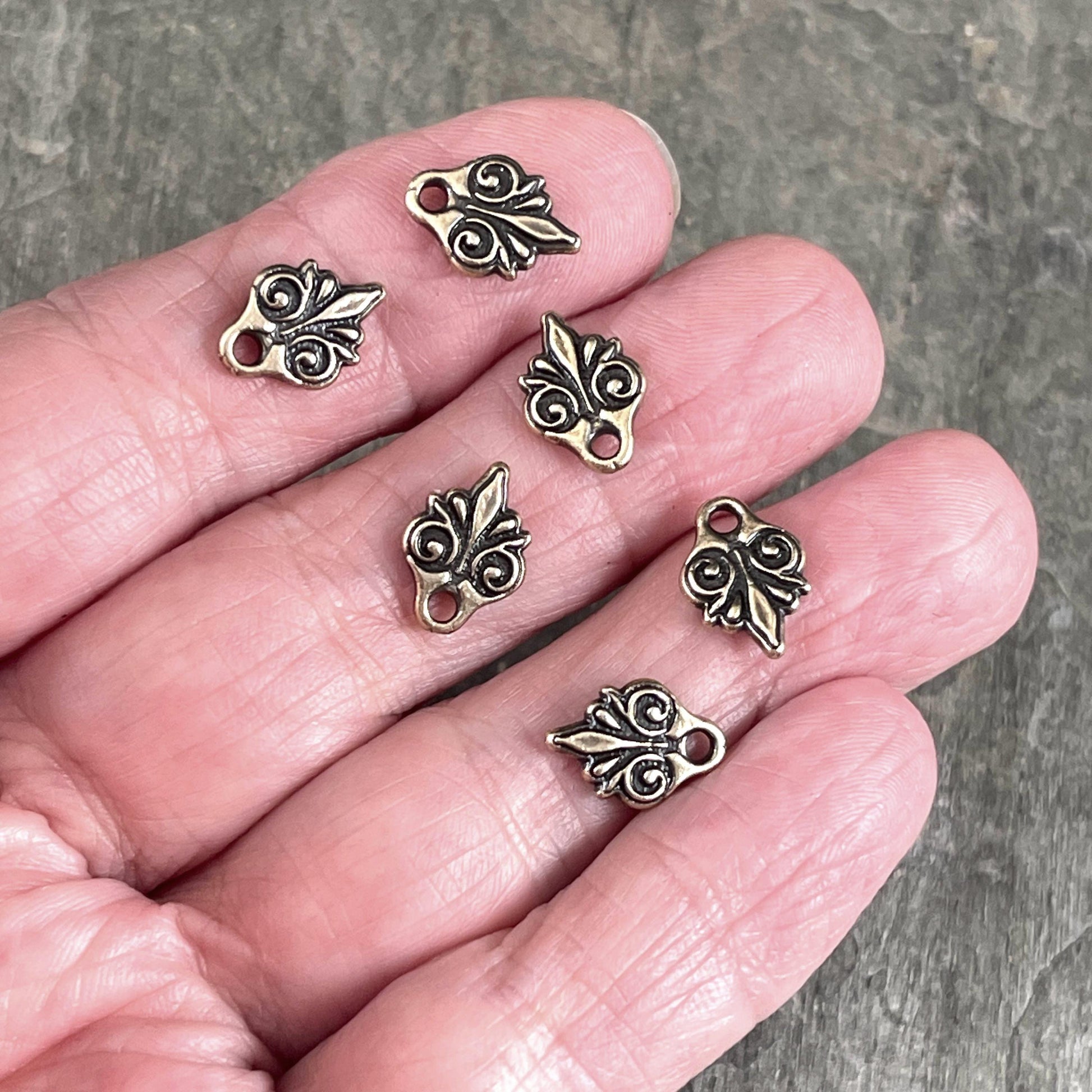 TierraCast Small Vignette Charm, 11.7x8.4mm Antiqued Brass Decorative Charm, New Blossom Collection (PF/1044-57) * Qty. 6