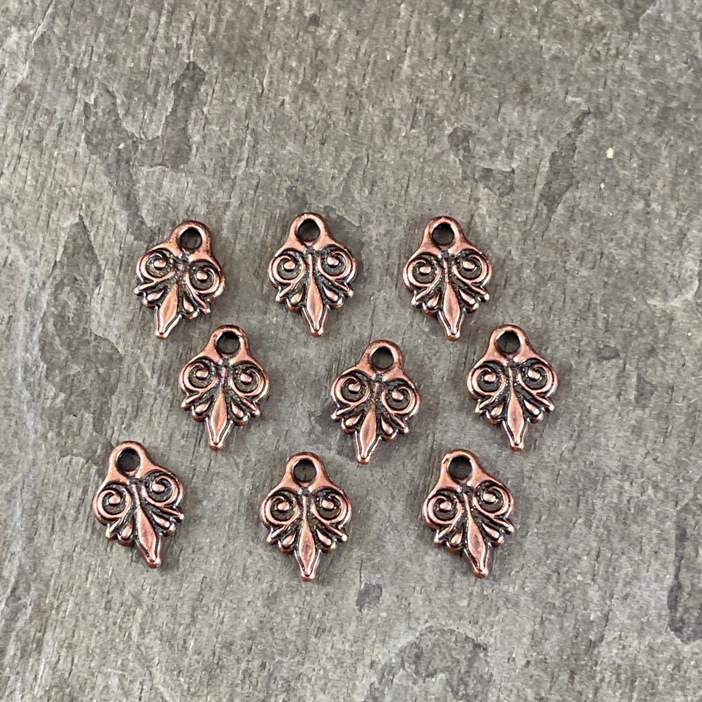 TierraCast Small Vignette Charm, 11.7x8.4mm Antiqued Copper Decorative Charm, New Blossom Collection (PF/1044-87) * Qty. 6