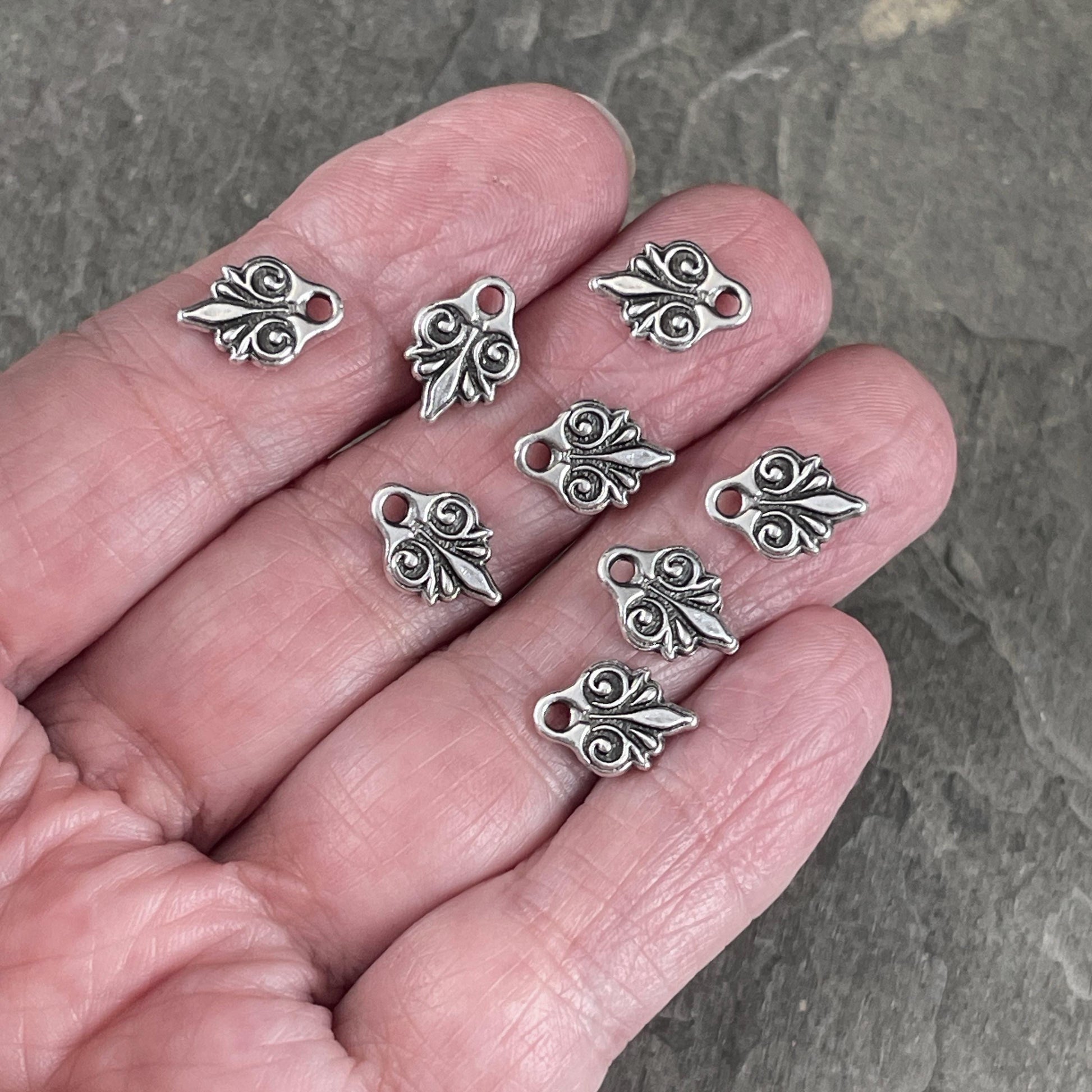 TierraCast Small Vignette Charm, 11.7x8.4mm Antiqued Silver Decorative Charm, New Blossom Collection (PF/1044-77) * Qty. 6