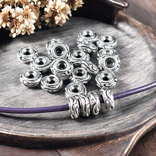 TierraCast Spacer Beads, 6mm Woodland Bead, Antiqued Silver Rondelle Beads (PF/818-77) * Qty. 10