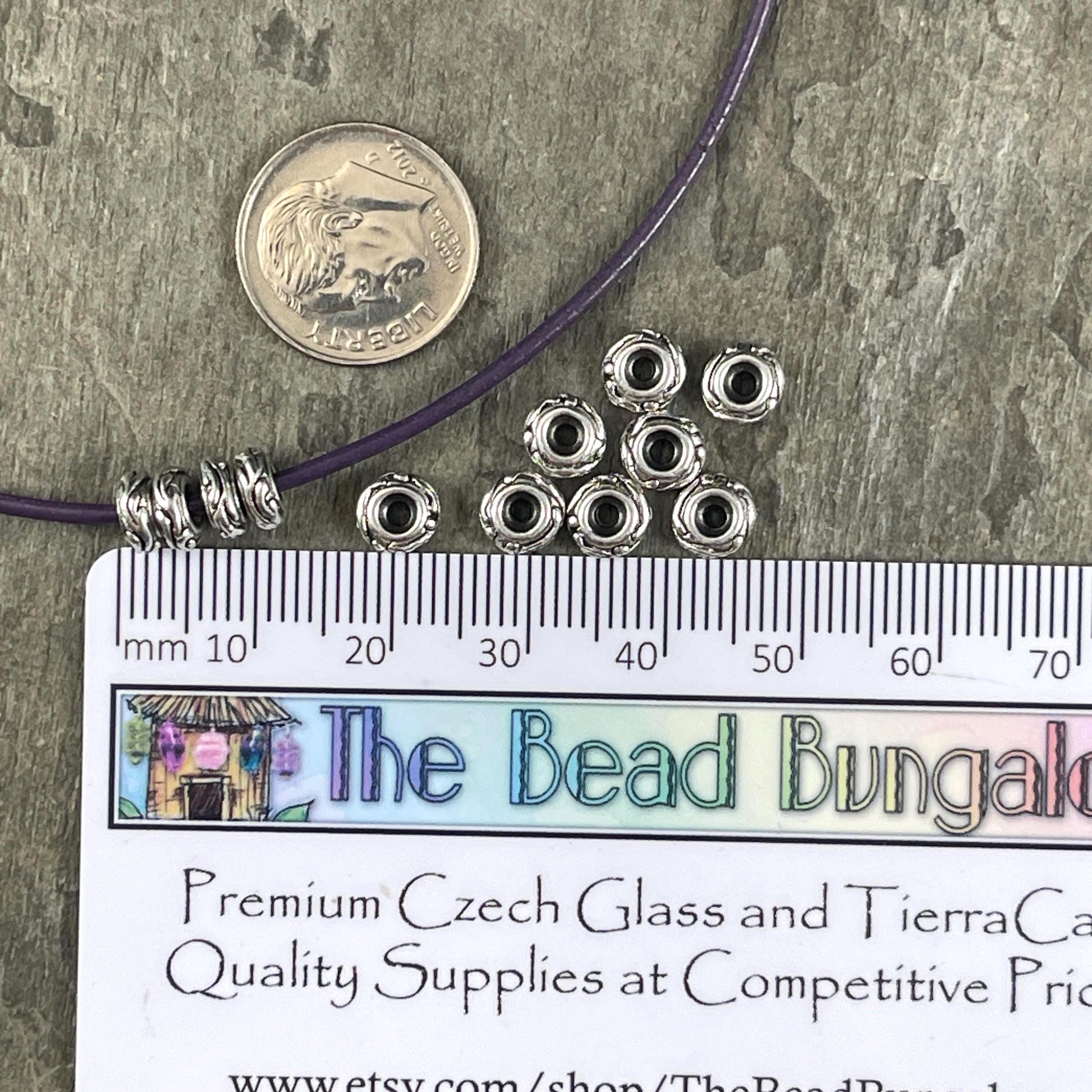 TierraCast Spacer Beads, 6mm Woodland Bead, Antiqued Silver Rondelle Beads (PF/818-77) * Qty. 10