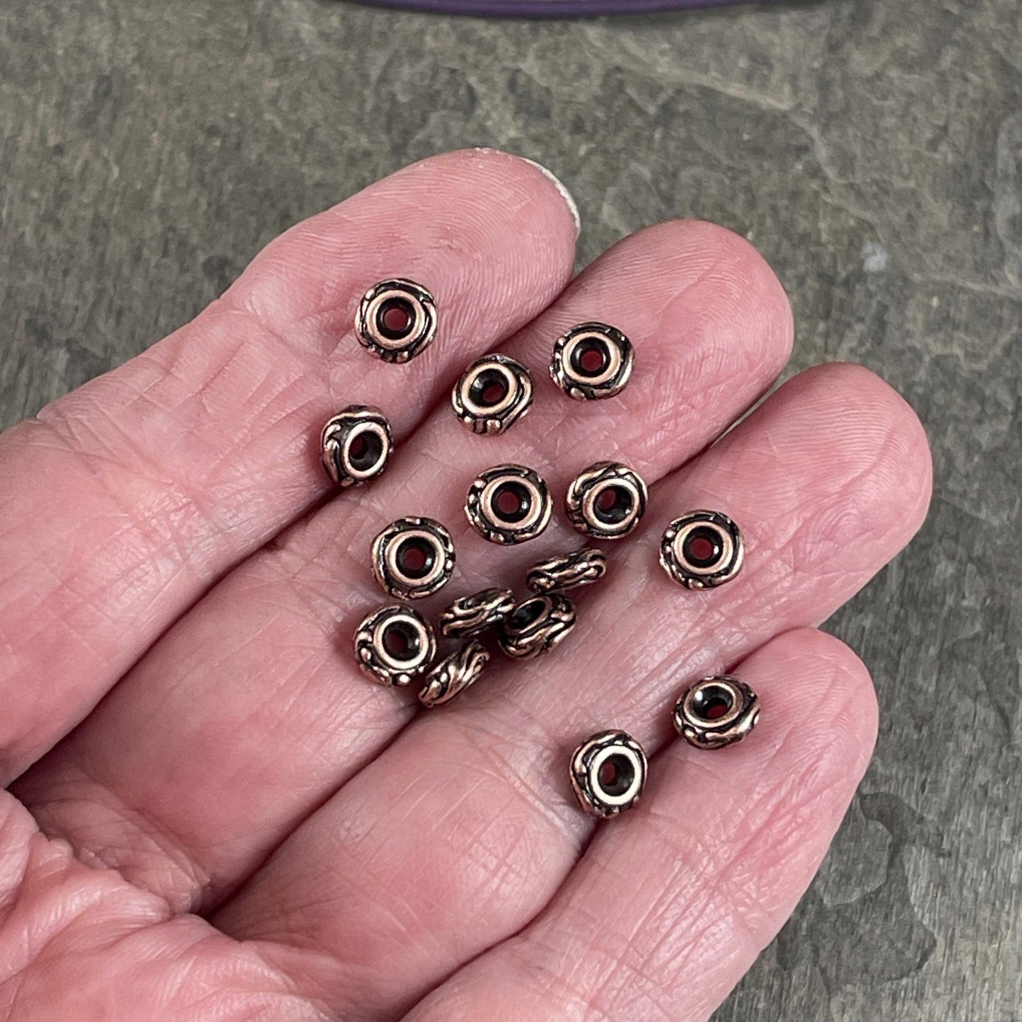 TierraCast Spacer Beads, 6mm Woodland Bead, Antiqued Copper Rondelle Beads (PF/818-87) * Qty. 10