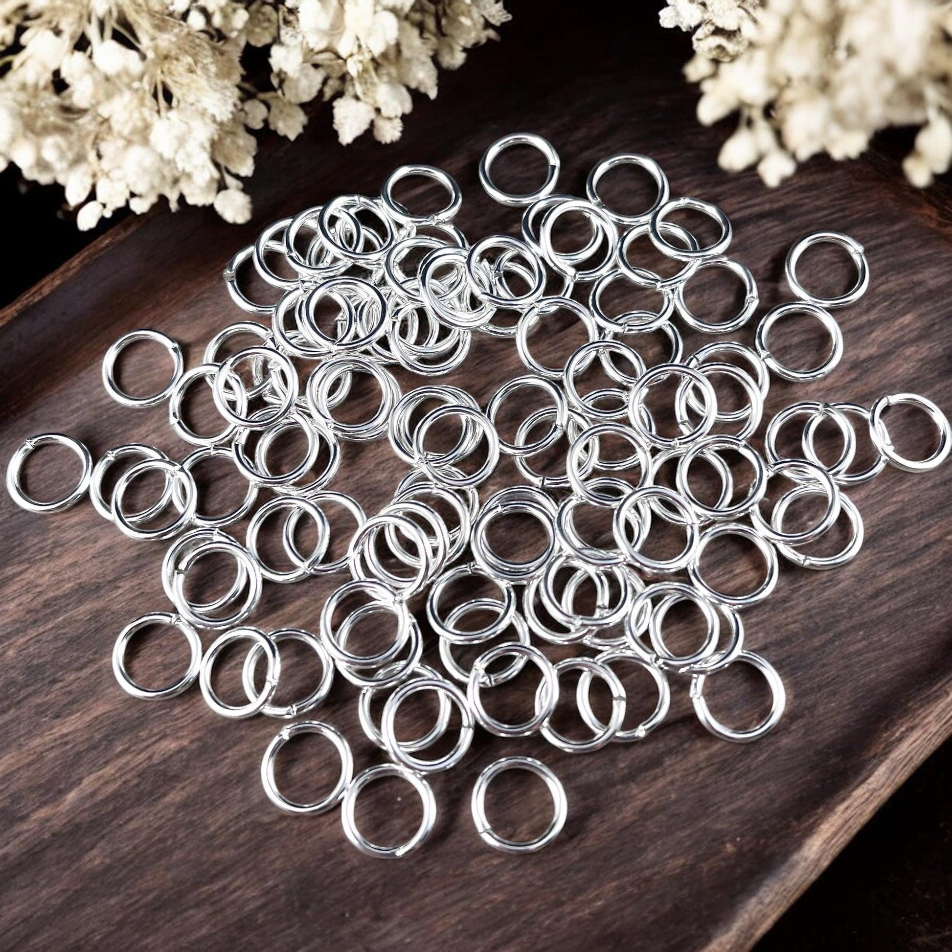 8mm Round Jump Rings, 18g Open, Silver Plated Brass (FMG/5001) * Qty. 100
