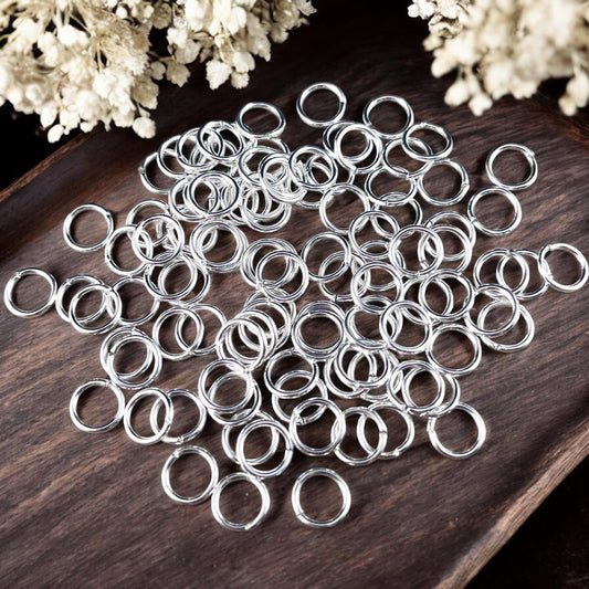 8mm Round Jump Rings, 18g Open, Silver Plated Brass (FMG/5001) * Qty. 100