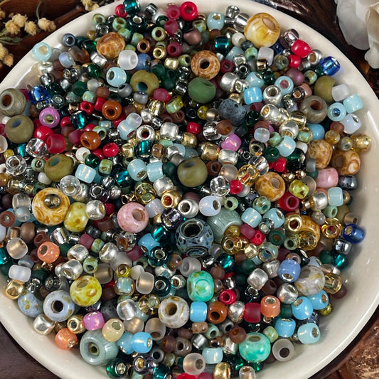 50 Grams of Mixed Seed Beads - Variety of Colors and Sizes - Toho and Czech Glass