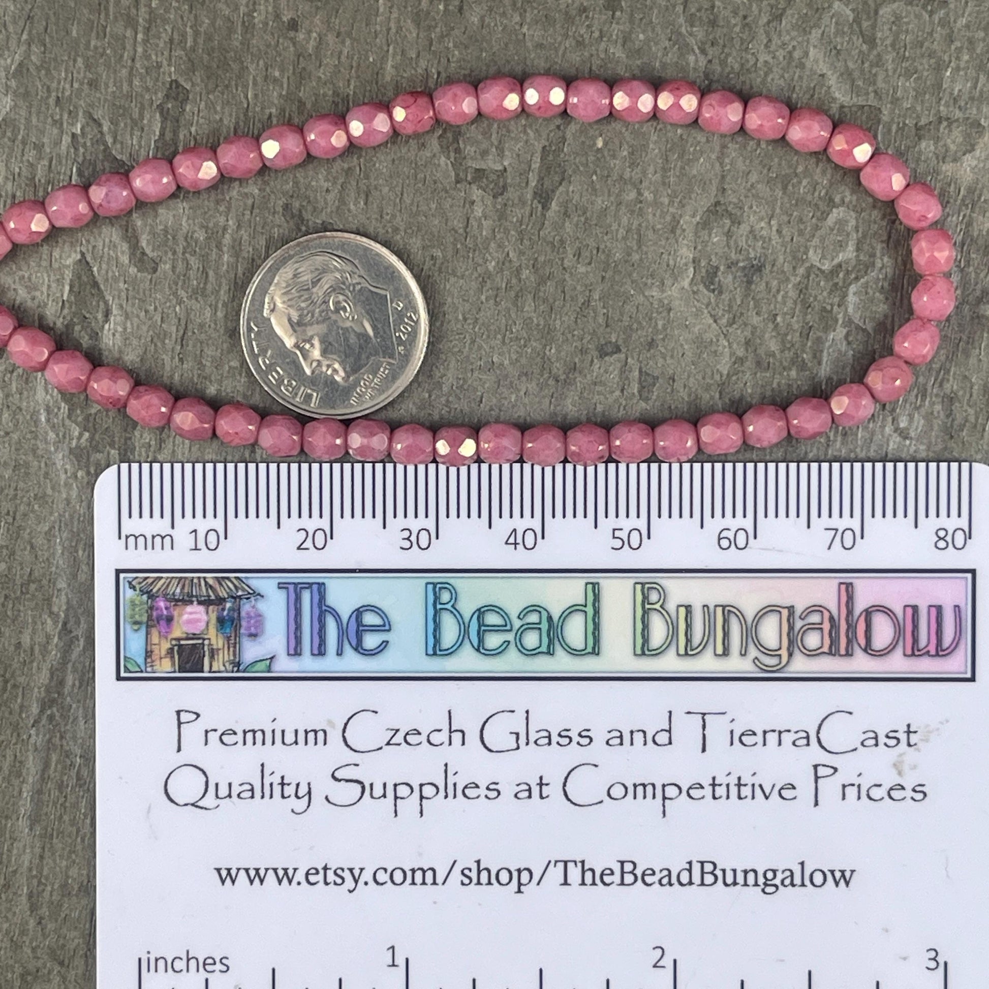 Czech Glass Beads - 4mm Opaque Pink Faceted Glass Beads (FP4/N-070) * Qty. 50
