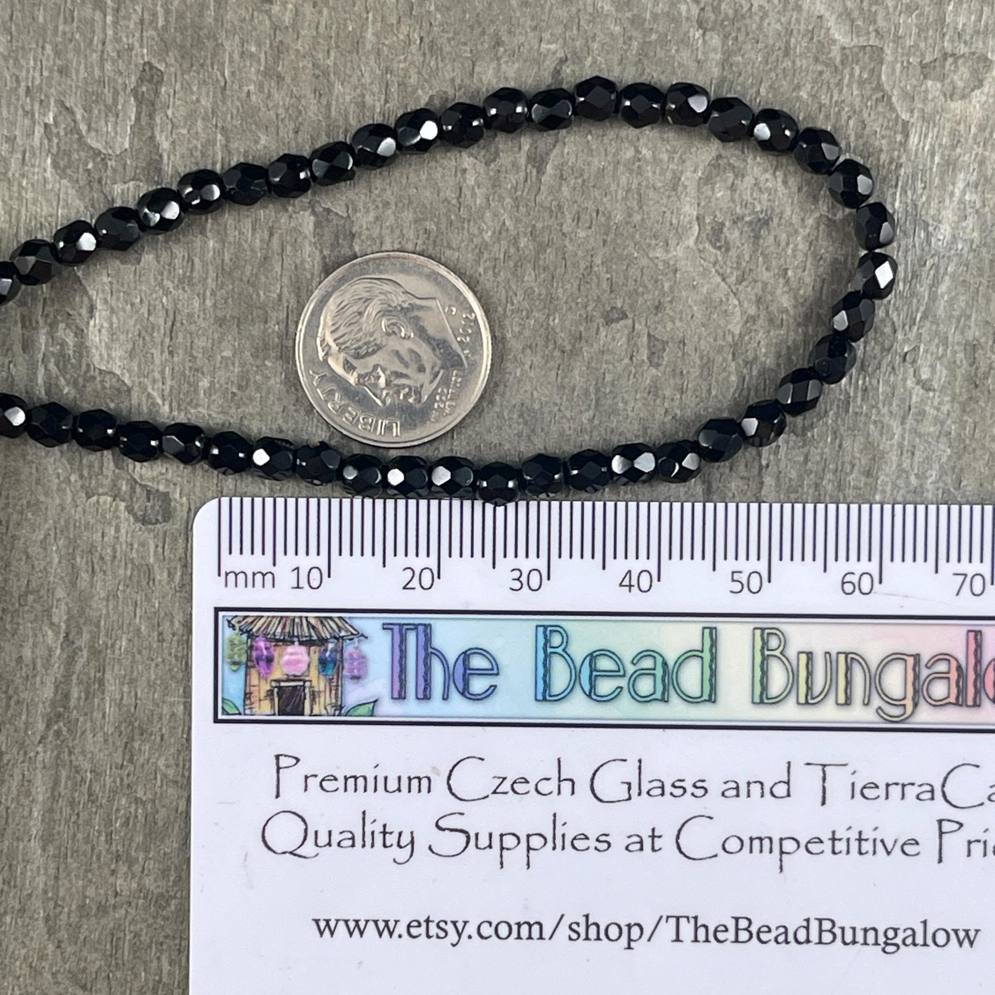 Czech Glass Beads - 4mm Black Faceted Glass Beads (FP4/N-045) * Qty. 50