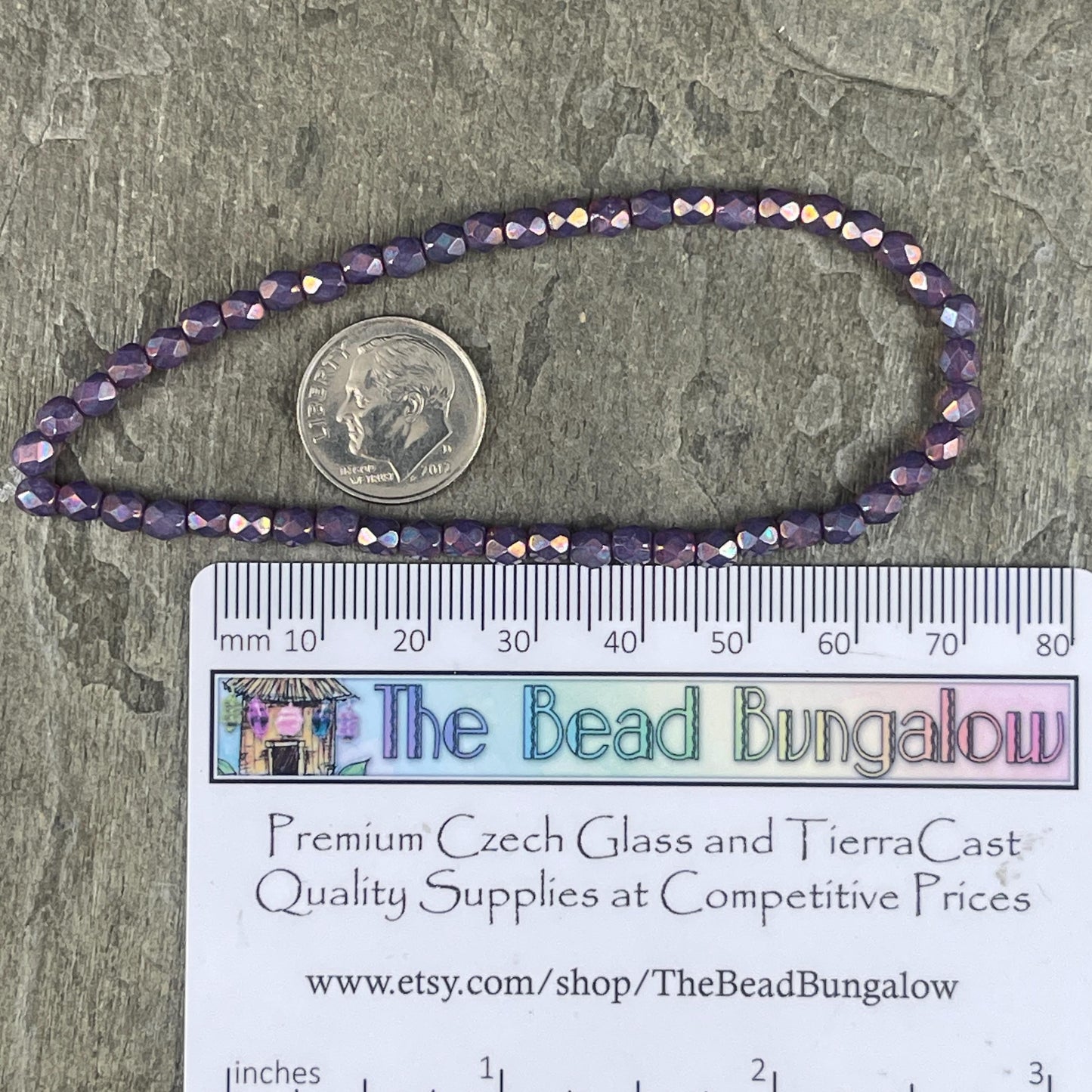 Czech Glass Beads - 4mm Purple with Mother of Pearl Faceted Glass Beads (FP4/N-153) * Qty. 50