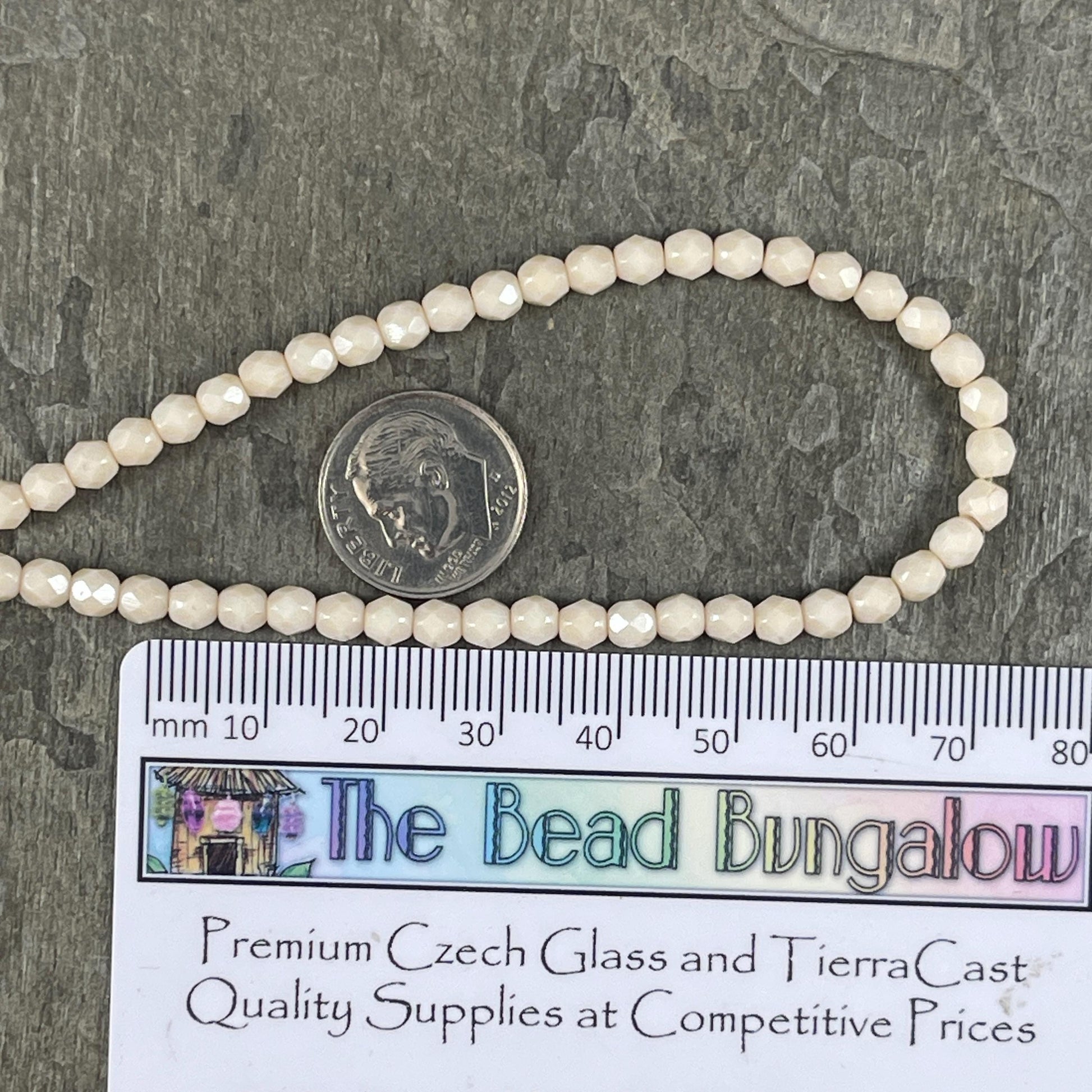 Czech Glass Beads - 4mm Beige Faceted Glass Beads (FP4/N-089) * Qty. 50