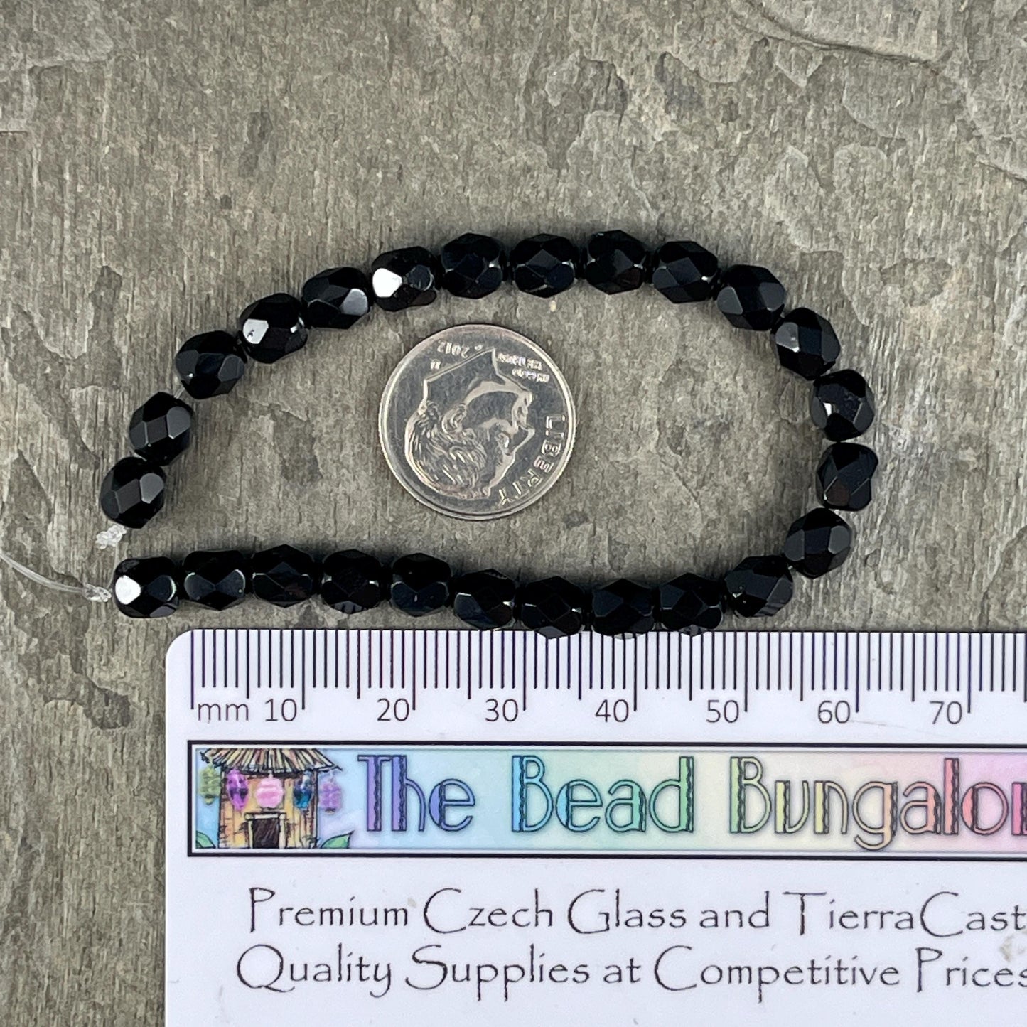 Czech Glass Beads - 6mm Jet Black Faceted Round Beads (FP6/N-110) * Qty. 25