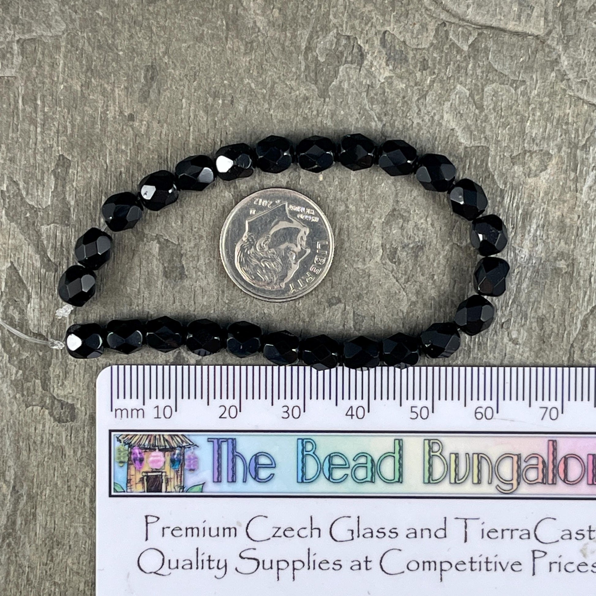 Czech Glass Beads - 6mm Jet Black Faceted Round Beads (FP6/N-110) * Qty. 25
