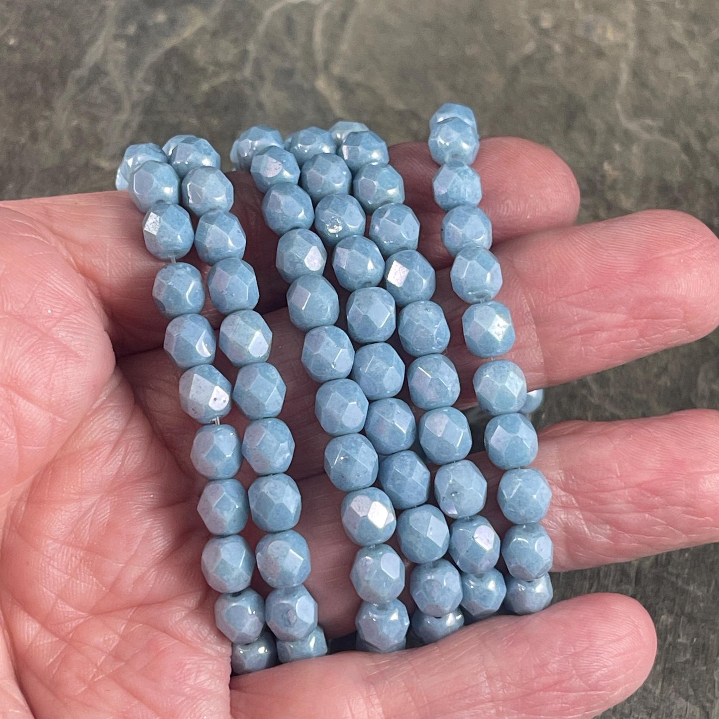 Czech Glass Beads - 6mm Slate Blue Faceted Round Glass Beads (FP6/N-048) * Qty. 25