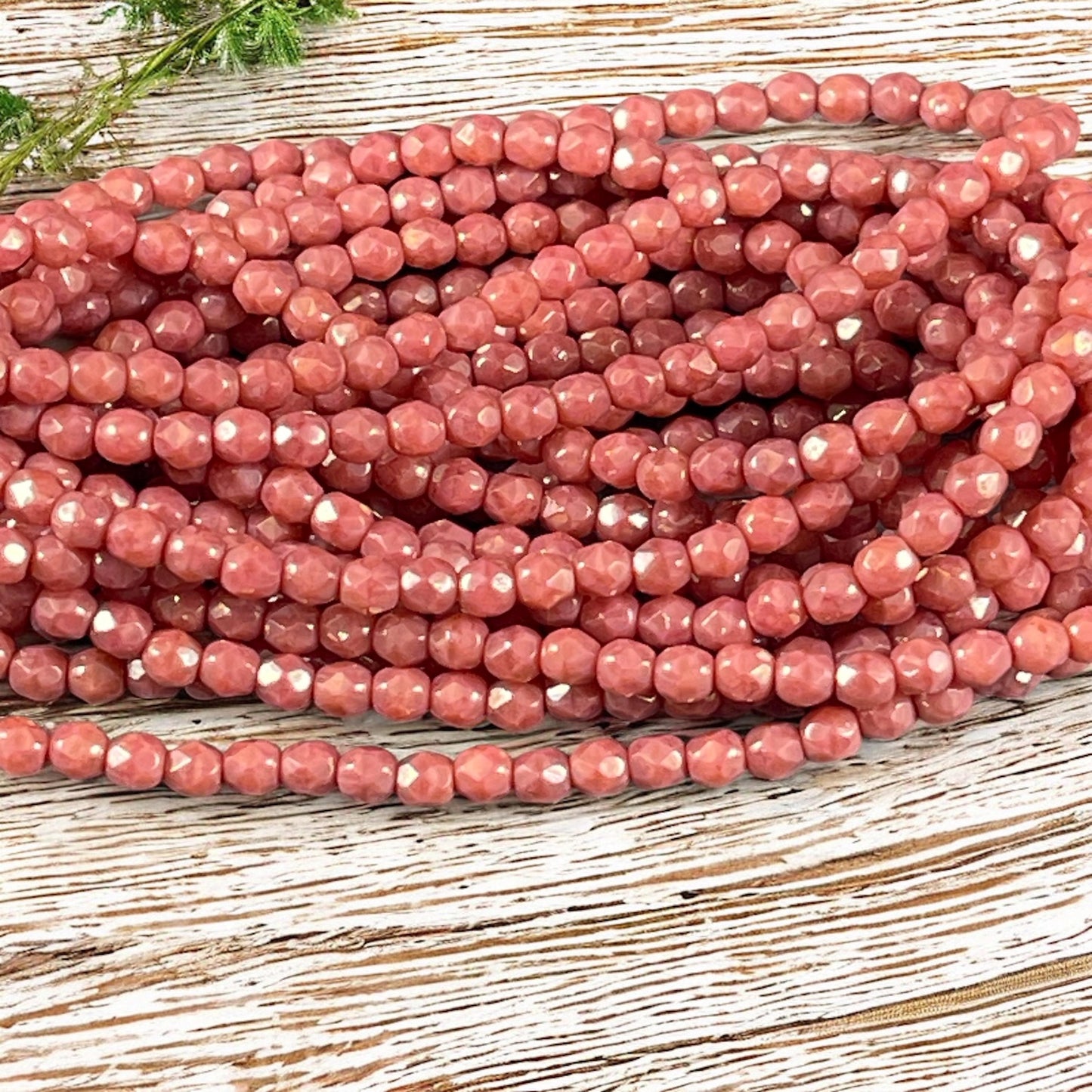 Czech Glass Beads - 4mm Salmon Pink Faceted Glass Beads (FP4/N-075) * Qty. 50