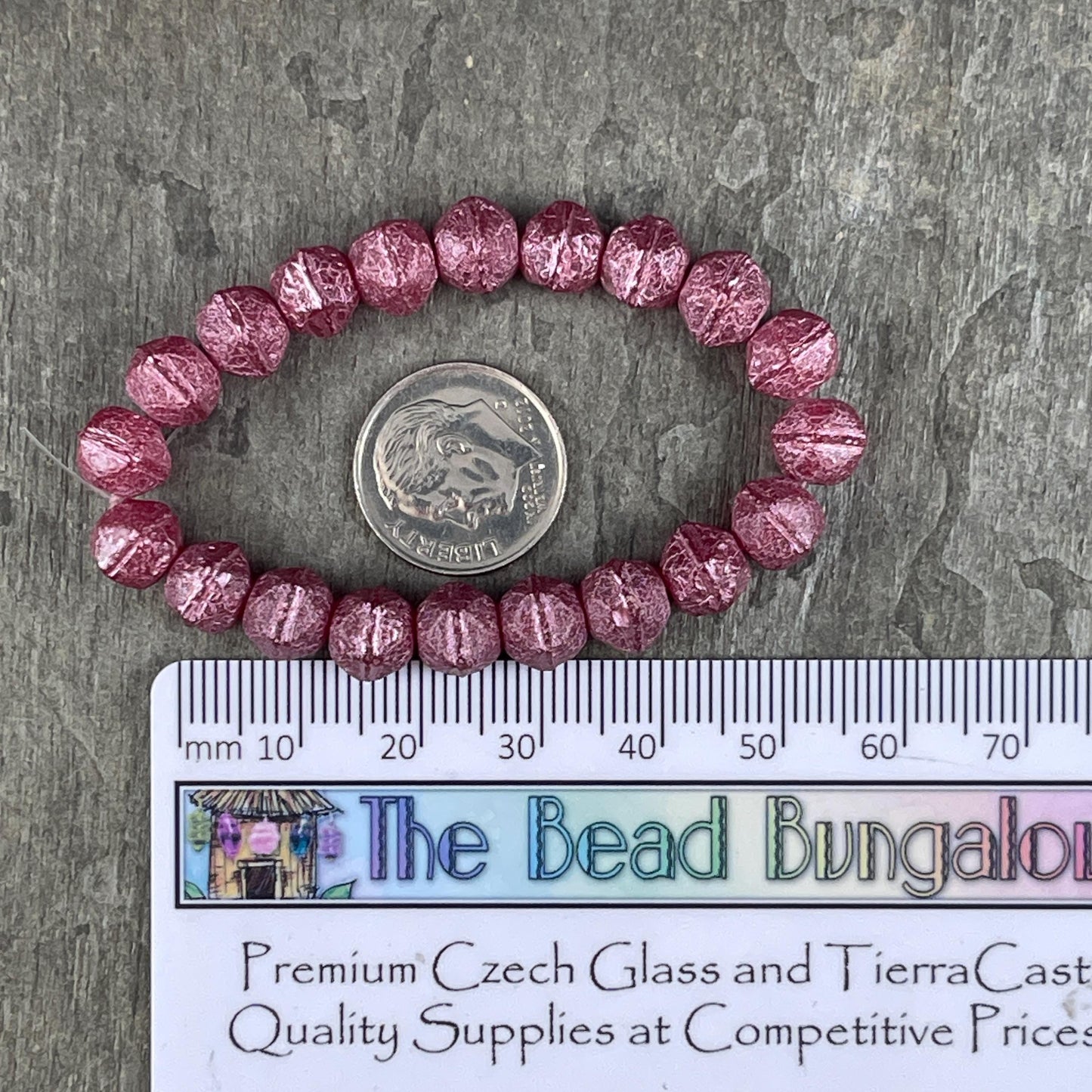 Czech Glass Beads - 8mm English Cut, Fuchsia Faceted Cube Beads, Red Glass with Pink Wash (EC/N-1955) * Qty. 20