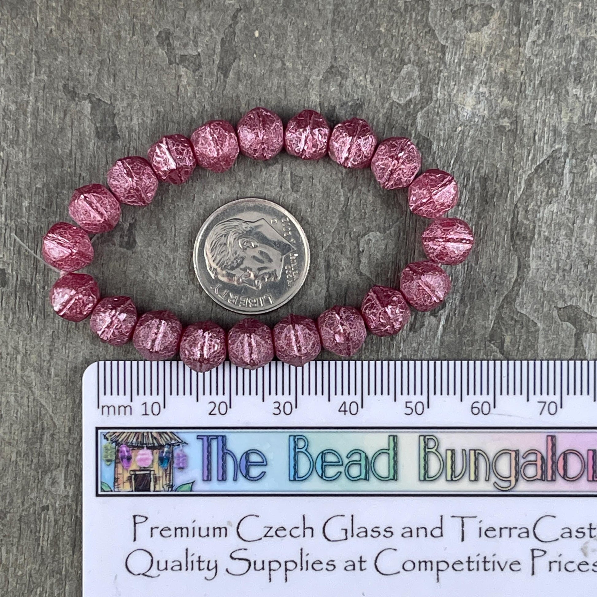 Czech Glass Beads - 8mm English Cut, Fuchsia Faceted Cube Beads, Red Glass with Pink Wash (EC/N-1955) * Qty. 20