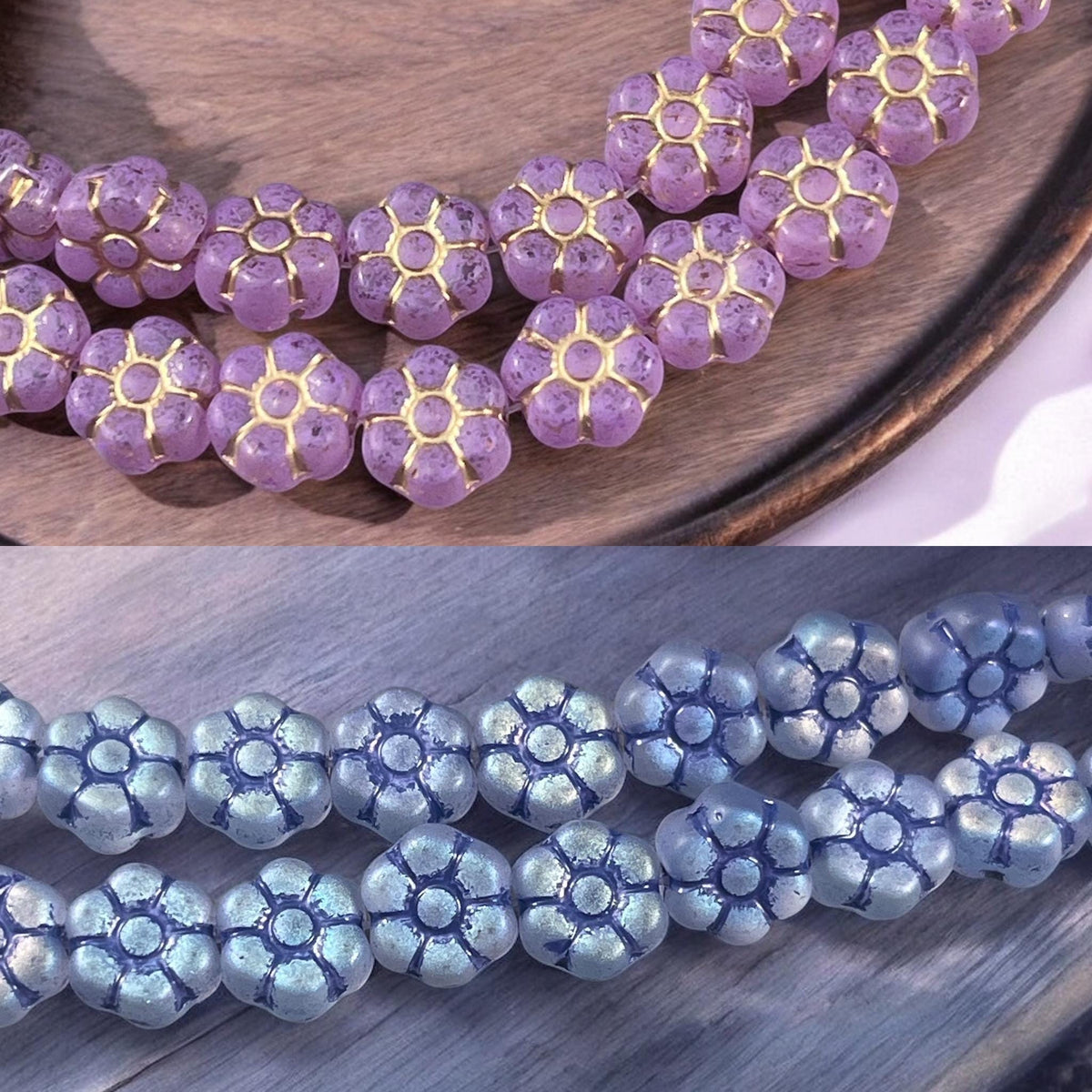 Czech Glass Beads - Tiny Blooms - 8.5mm Flower Beads, Assortment of Mixed Colors * Qty. 20