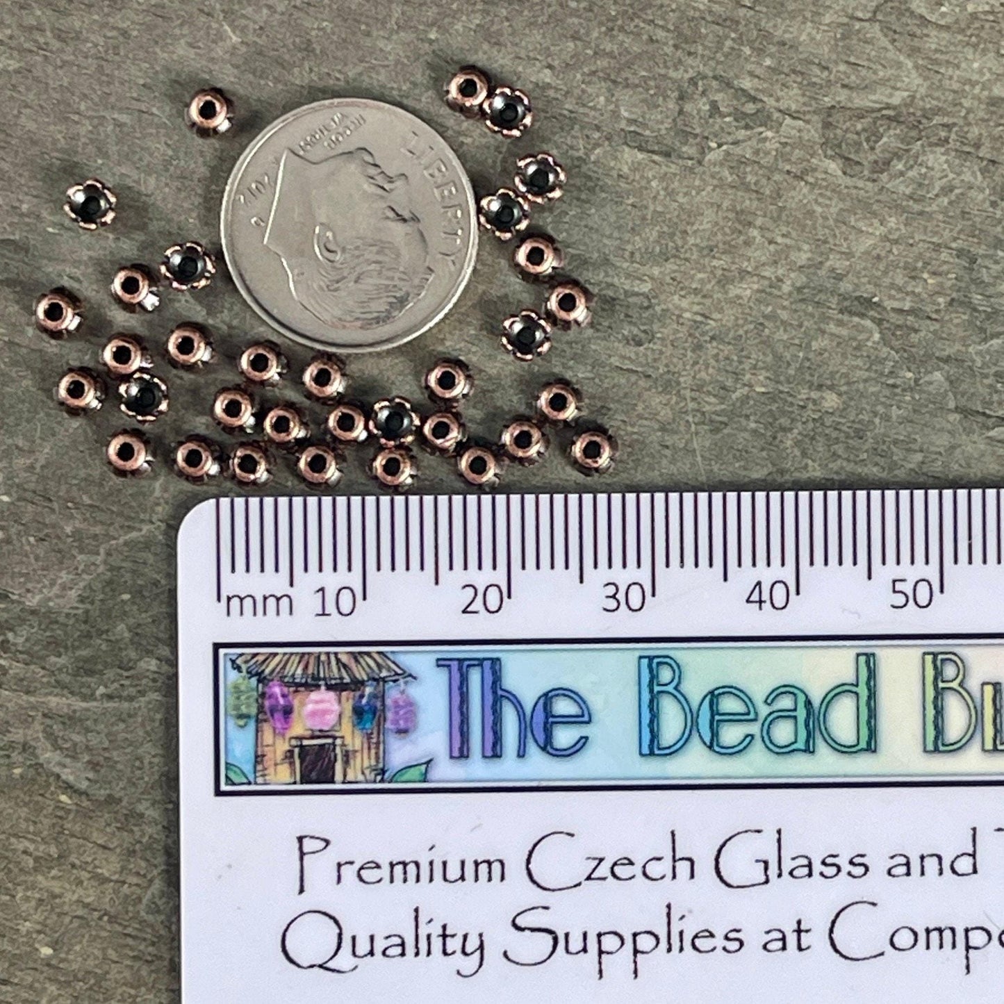 TierraCast 3.5mm Tiny Scalloped Petal Bead Caps, Antiqued Copper Plated BULK Pack (PF/790-87) * Qty. 250