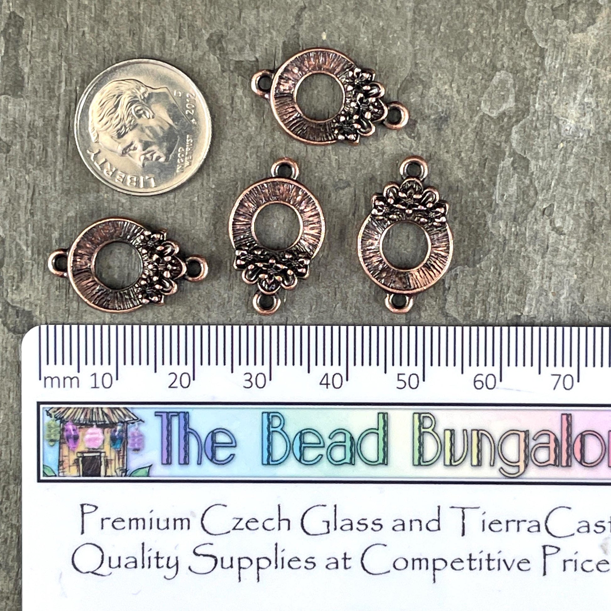 TierraCast Blossom Link Connector, Antiqued Copper Floral Theme Link, New Collection (PF/1051-87) * Qty. 4