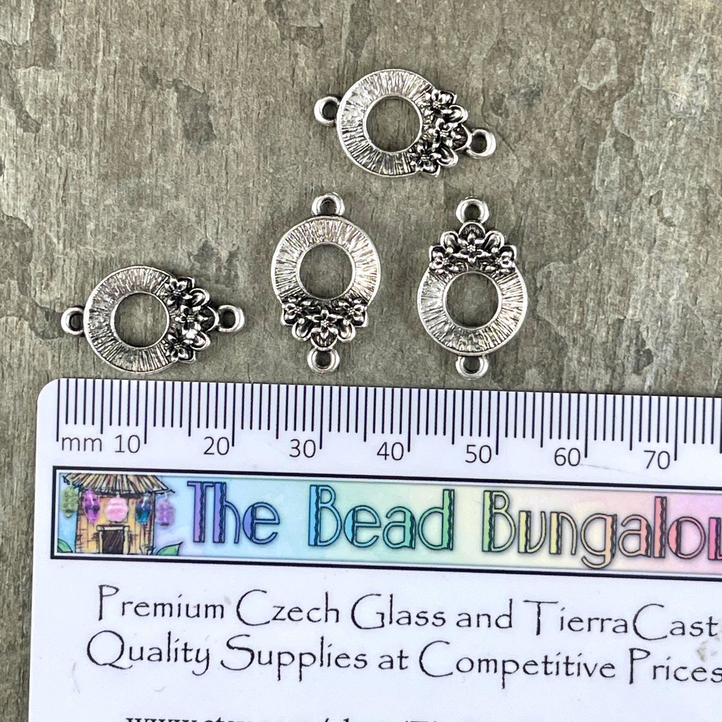 TierraCast Blossom Link Connector, Antiqued Silver Floral Theme Link, New Collection (PF/1051-77) * Qty. 4