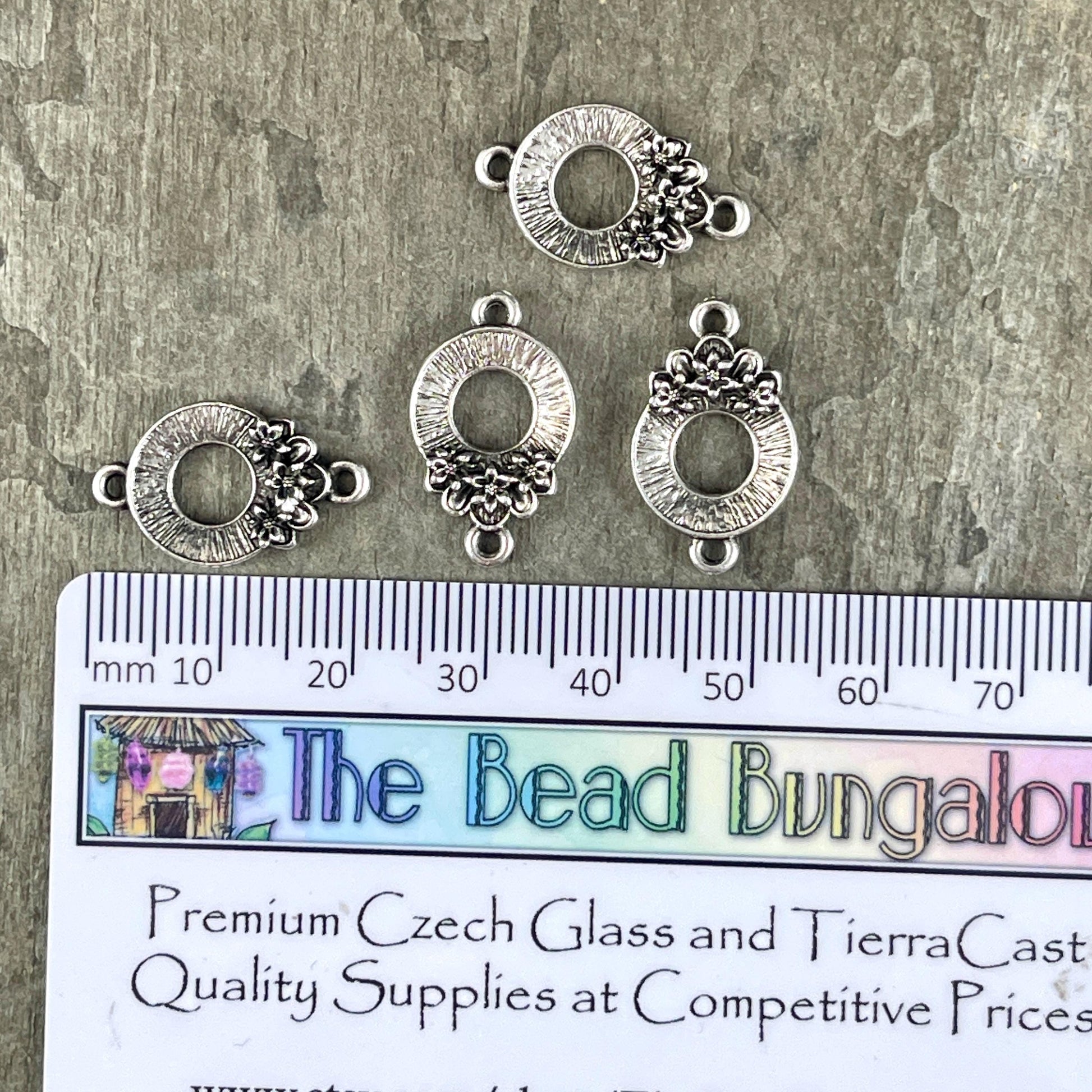 TierraCast Blossom Link Connector, Antiqued Silver Floral Theme Link, New Collection (PF/1051-77) * Qty. 4
