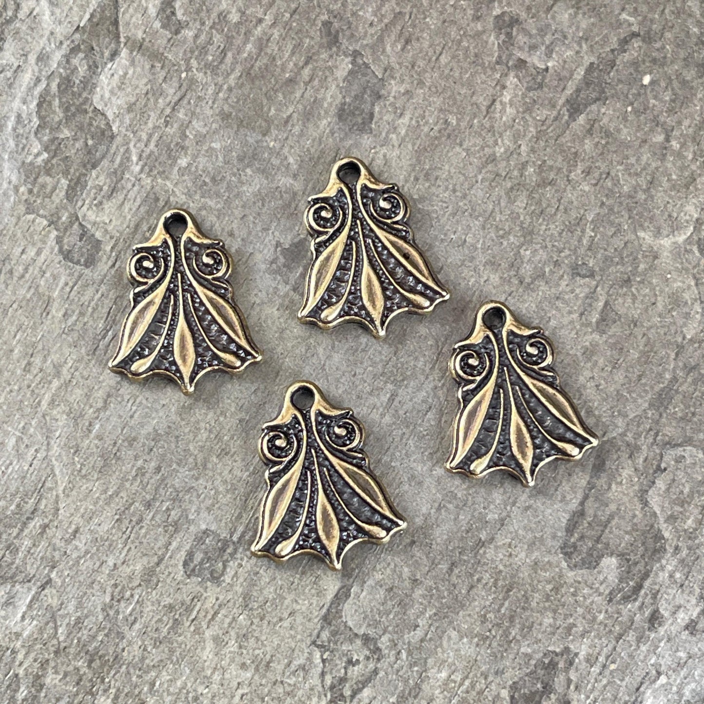 TierraCast Large Vignette Charm, 17.25x14mm Antiqued Brass Decorative Charm, New Blossom Collection (PF/1045-57) * Qty. 4