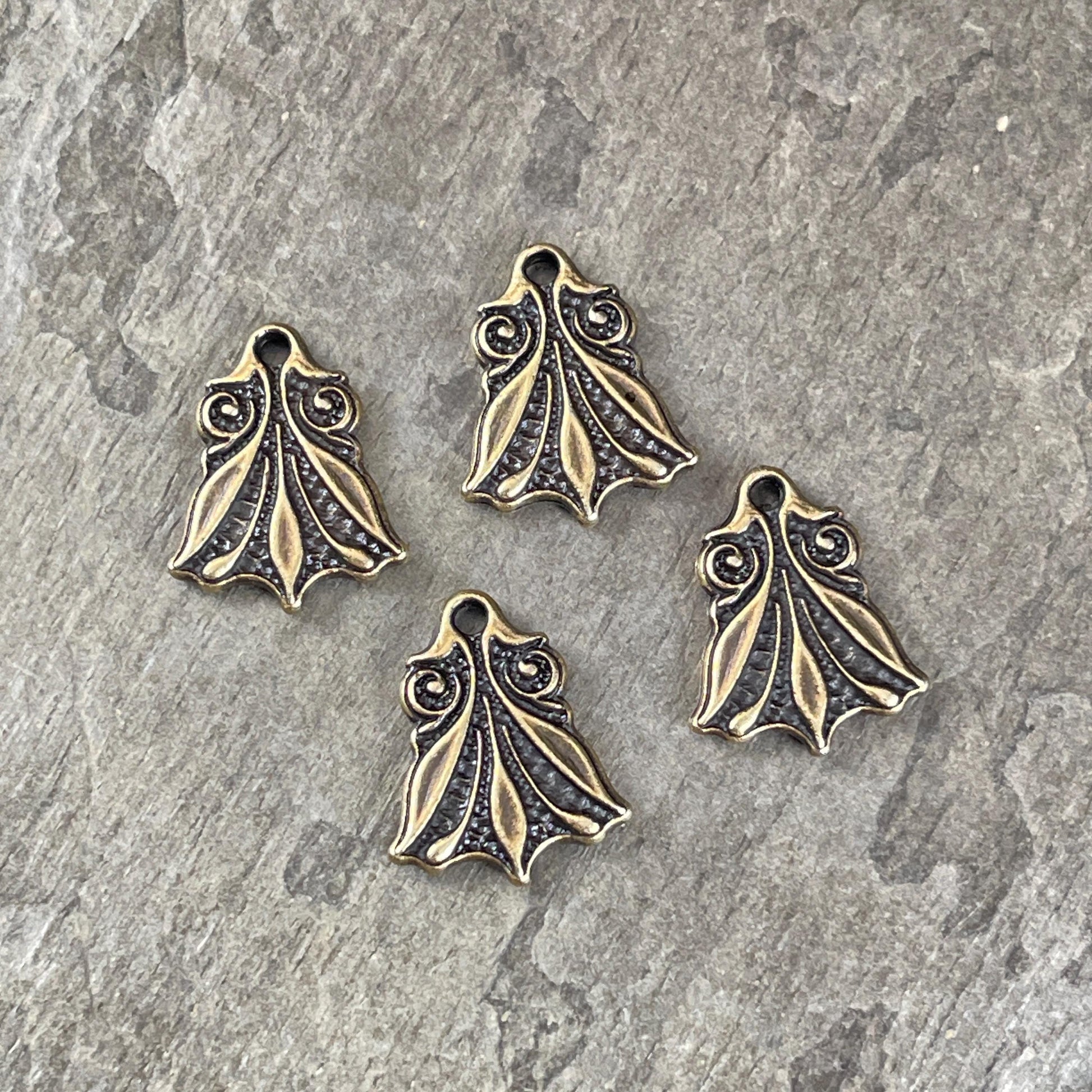 TierraCast Large Vignette Charm, 17.25x14mm Antiqued Brass Decorative Charm, New Blossom Collection (PF/1045-57) * Qty. 4