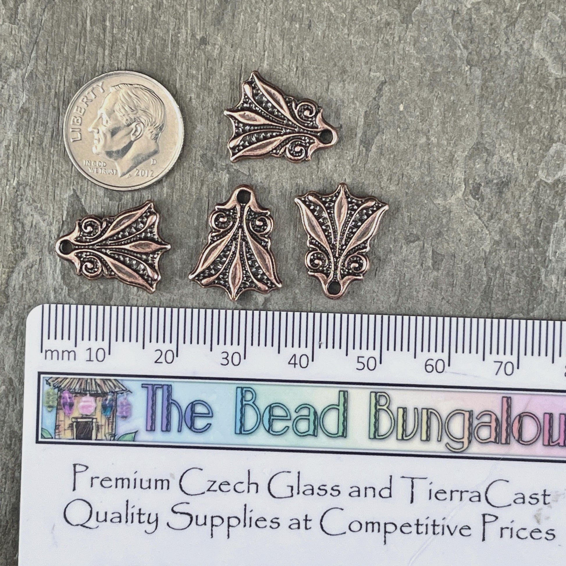 TierraCast Large Vignette Charm, 17.25x14mm Antiqued Copper Decorative Charm, New Blossom Collection (PF/1045-87) * Qty. 4