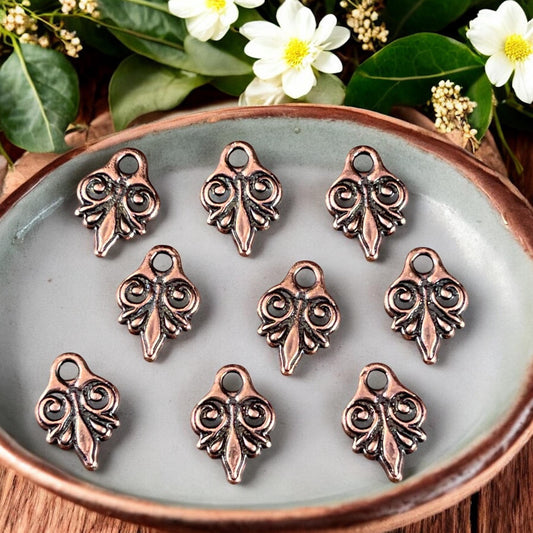 TierraCast Small Vignette Charm, 11.7x8.4mm Antiqued Copper Decorative Charm, New Blossom Collection (PF/1044-87) * Qty. 6