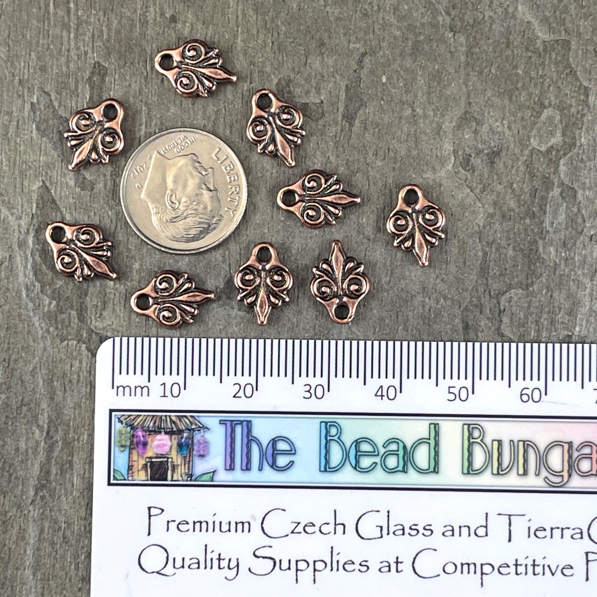 TierraCast Small Vignette Charm, 11.7x8.4mm Antiqued Copper Decorative Charm, New Blossom Collection (PF/1044-87) * Qty. 6