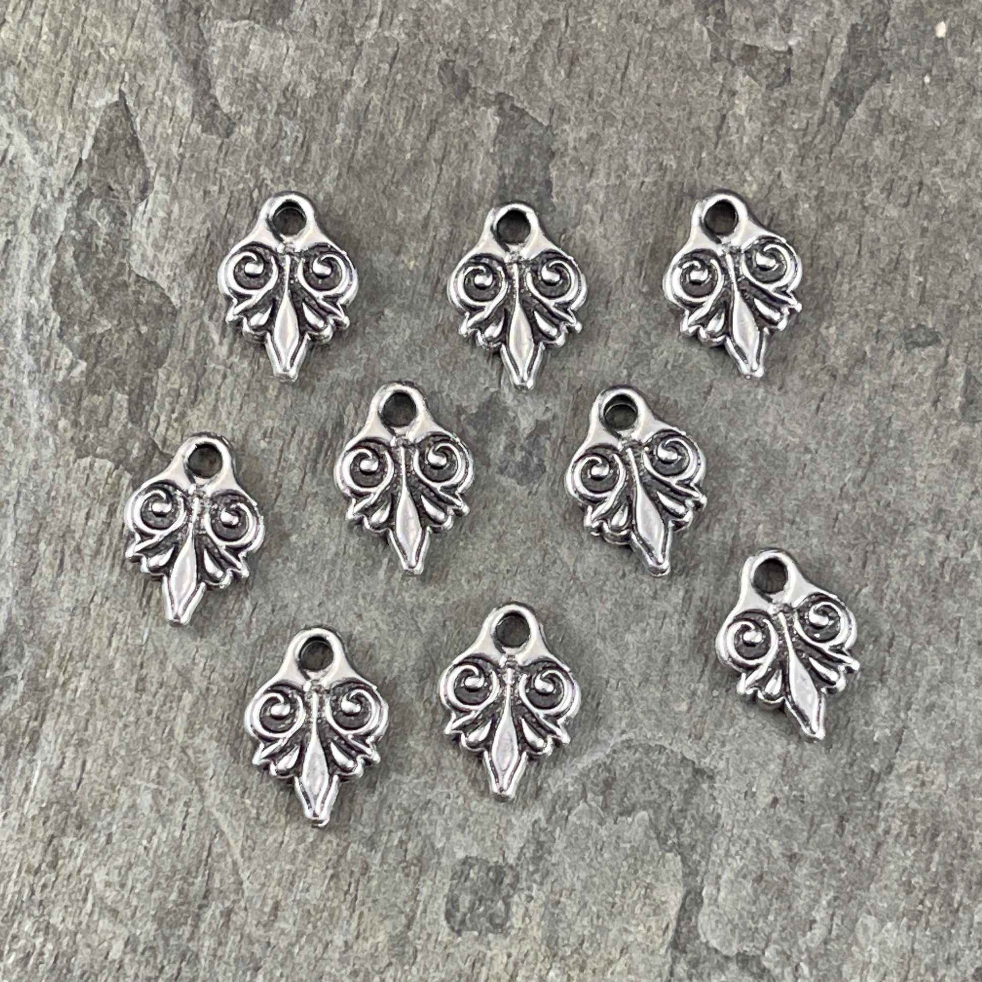 TierraCast Small Vignette Charm, 11.7x8.4mm Antiqued Silver Decorative Charm, New Blossom Collection (PF/1044-77) * Qty. 6