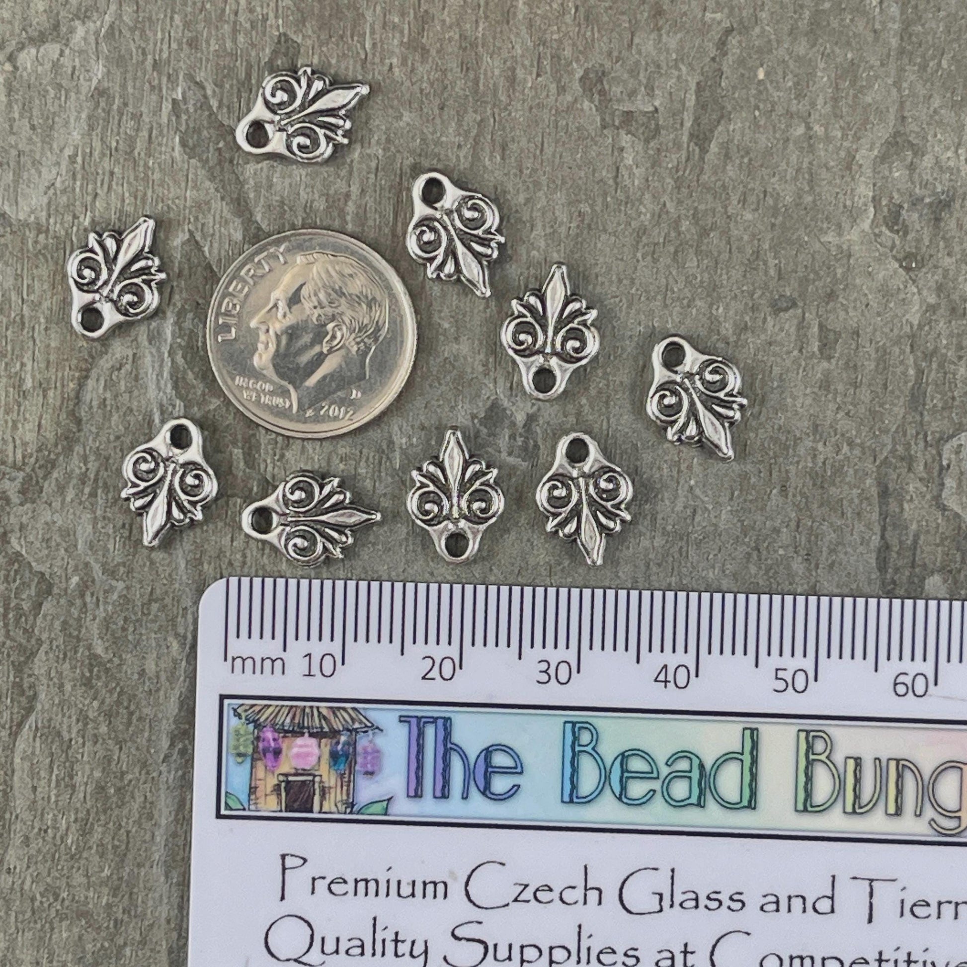 TierraCast Small Vignette Charm, 11.7x8.4mm Antiqued Silver Decorative Charm, New Blossom Collection (PF/1044-77) * Qty. 6