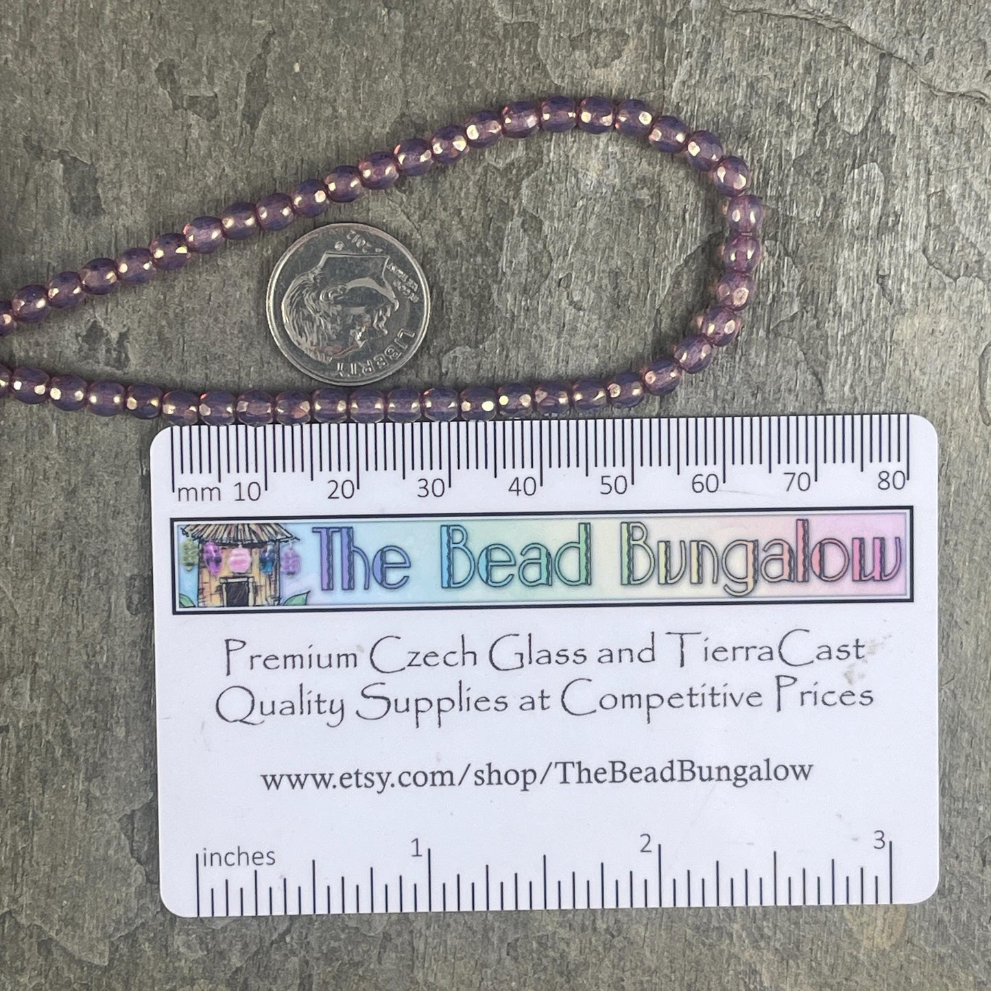 Czech Glass Beads - 4mm Faceted Round Beads - Purple Thistle Glass Beads (FP4/N-118B) * Qty. 50