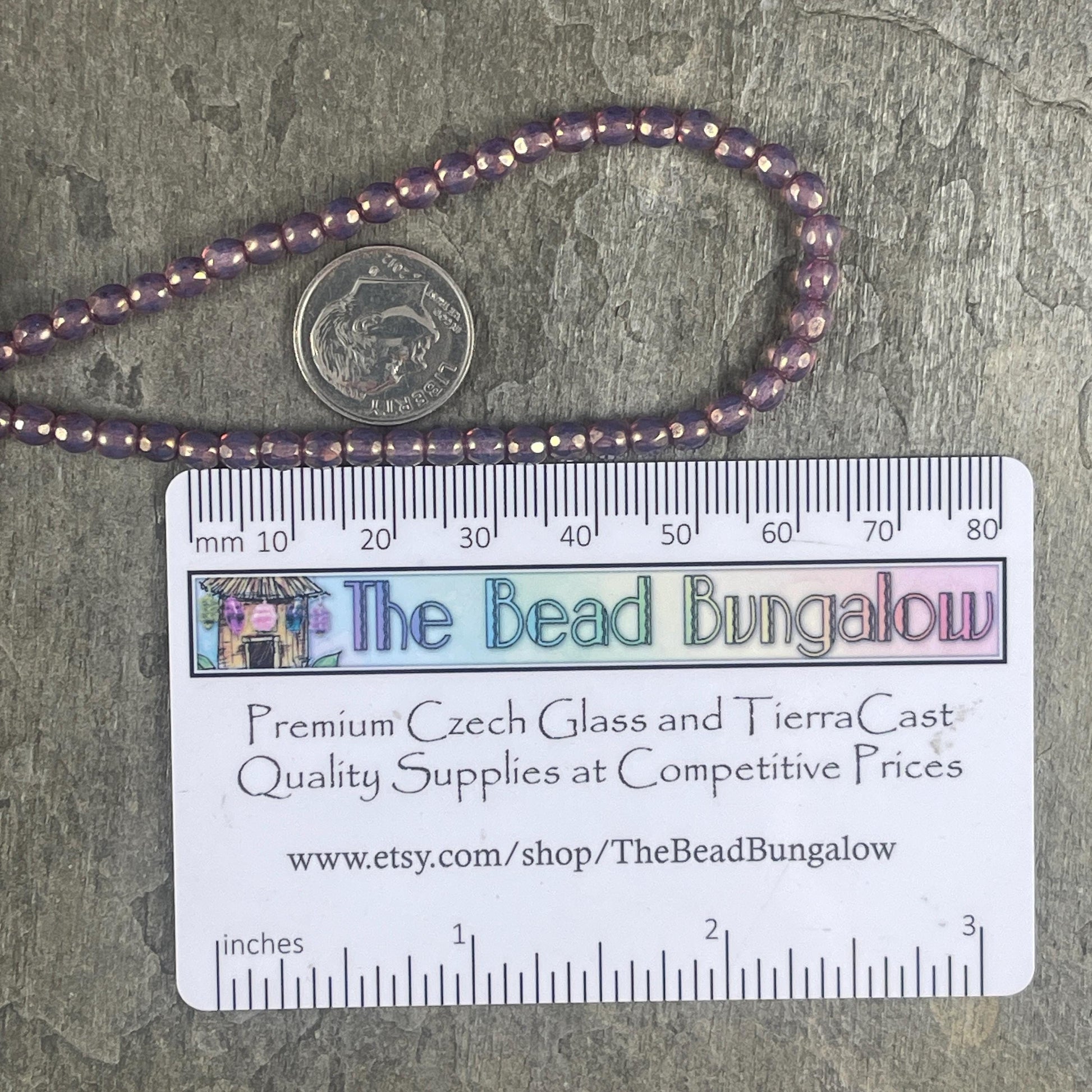 Czech Glass Beads - 4mm Faceted Round Beads - Purple Thistle Glass Beads (FP4/N-118B) * Qty. 50