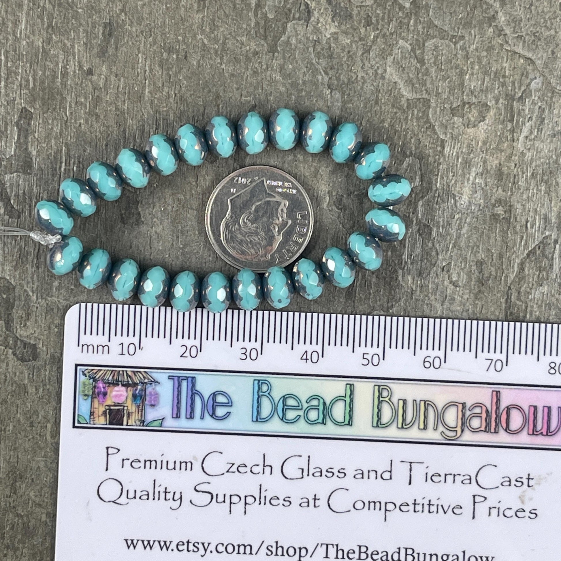 Czech Glass Beads - 5x7mm Sky Blue with Bronze Picasso Beads, Faceted Rondelle (R7/N-0689) * Qty. 25