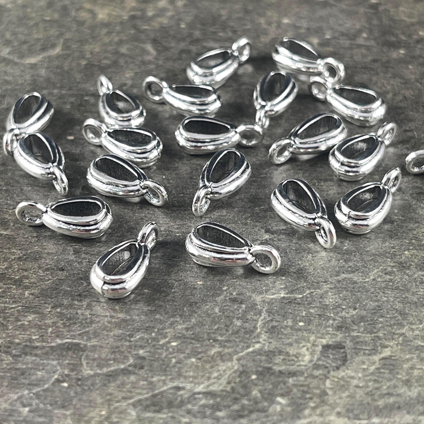 Duplicate listing!! TierraCast Nouveau Pinch Bail, Antiqued Silver Pinch Bail for Pendants (PF/876-77) * Qty. 4