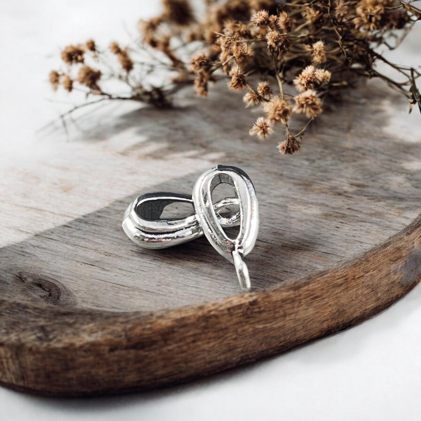 Antiqued Silver Bail, 13x4x6mm Oval Bail with 2mm Loop, Bail for Cord or Chain * Qty. 20