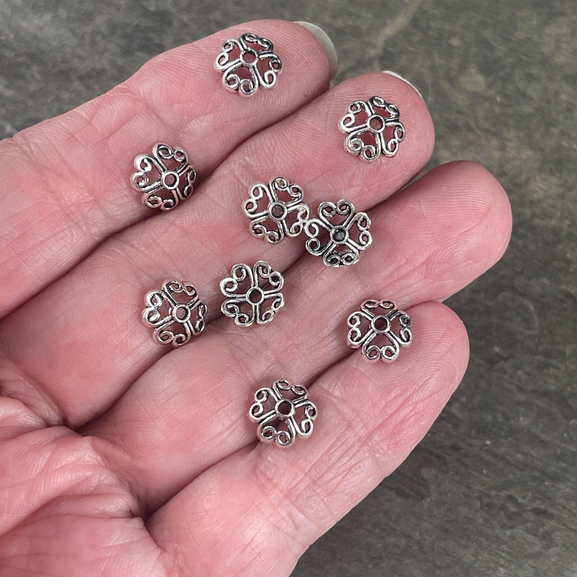 Antiqued Silver Bead Caps, 8mm Open Filigree Bead Caps (P302-04C-AS) * Qty. 200