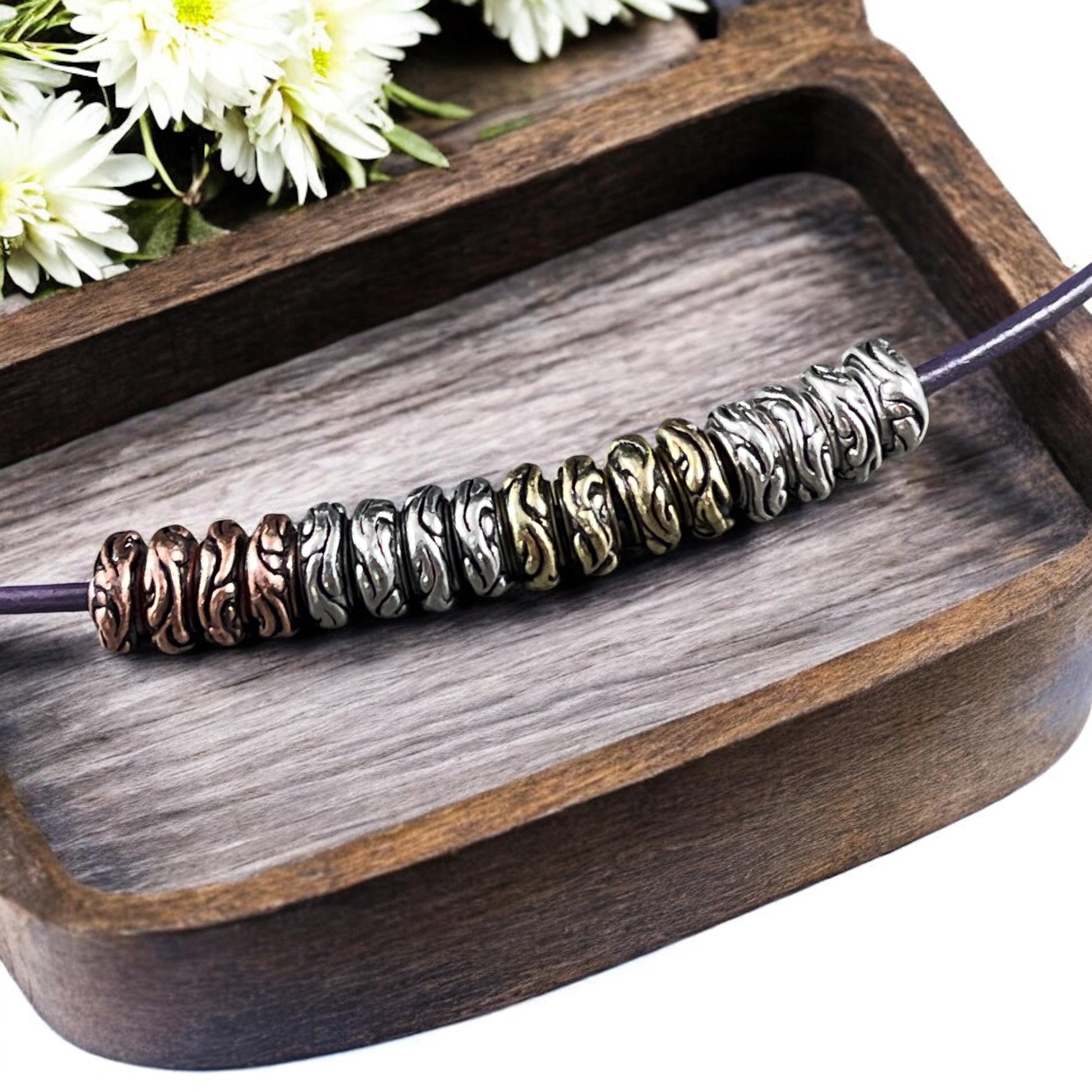 TierraCast 6mm Woodland Rondelle Bead, Antiqued Silver Plated (PF/818-77) * Qty. 10