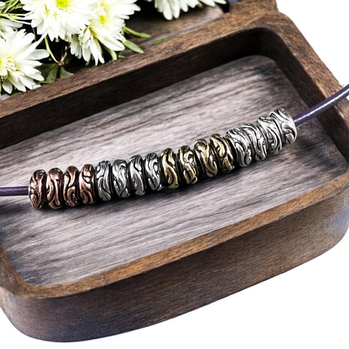 TierraCast Spacer Beads, 6mm Woodland Bead, Antiqued Brass Rondelle Beads (PF/818-57) * Qty. 10