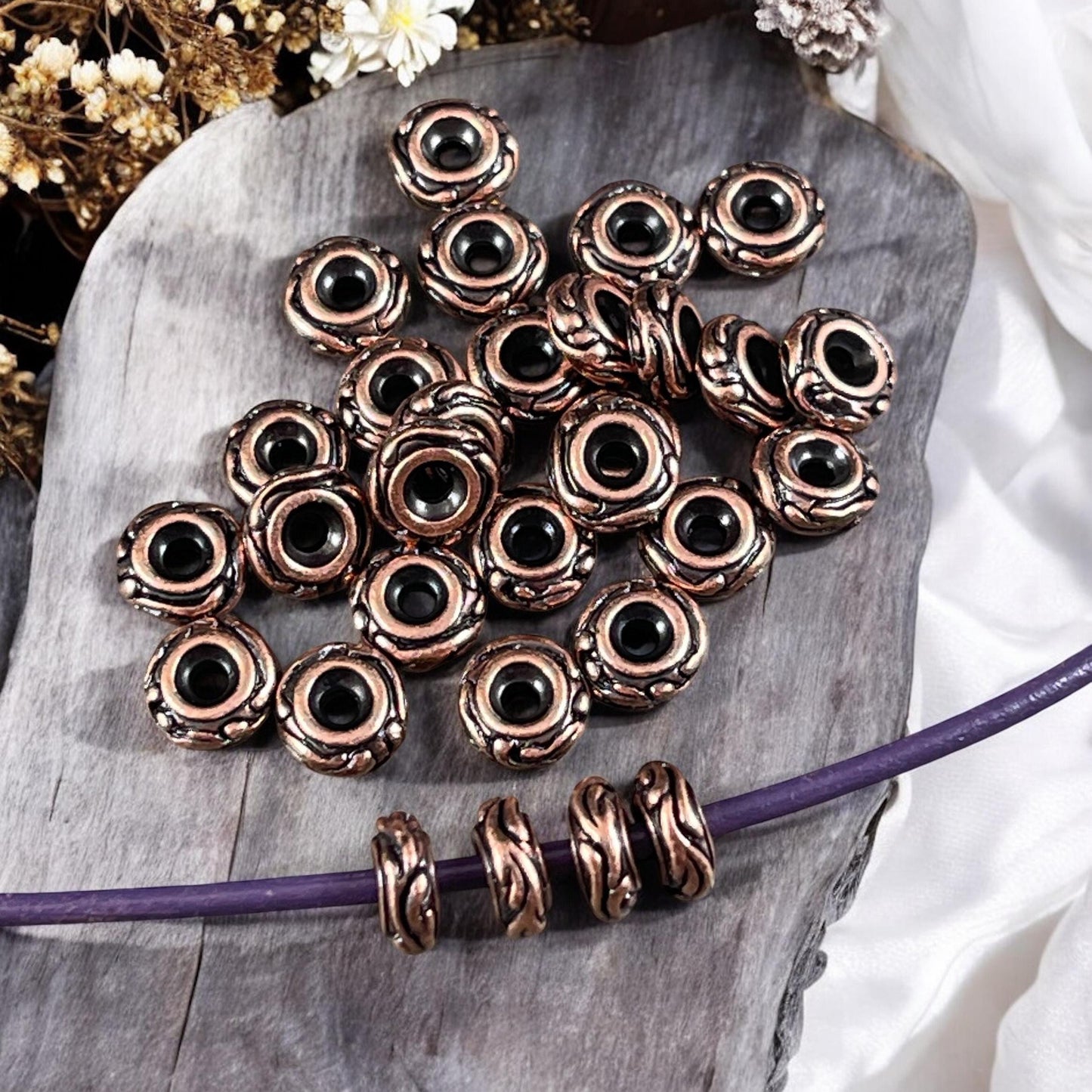 TierraCast 6mm Woodland Rondelle Bead, Antiqued Copper Plated (PF/818-87) * Qty. 10